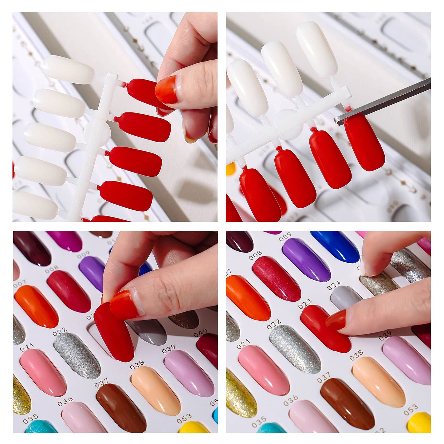 Acycoin2A 308 Nail Colors Chart Nail Gel Polish Dip Powder Display Card Book Nail Salon Art Booklet with 360 False Nail Tips and Number Sticker Label