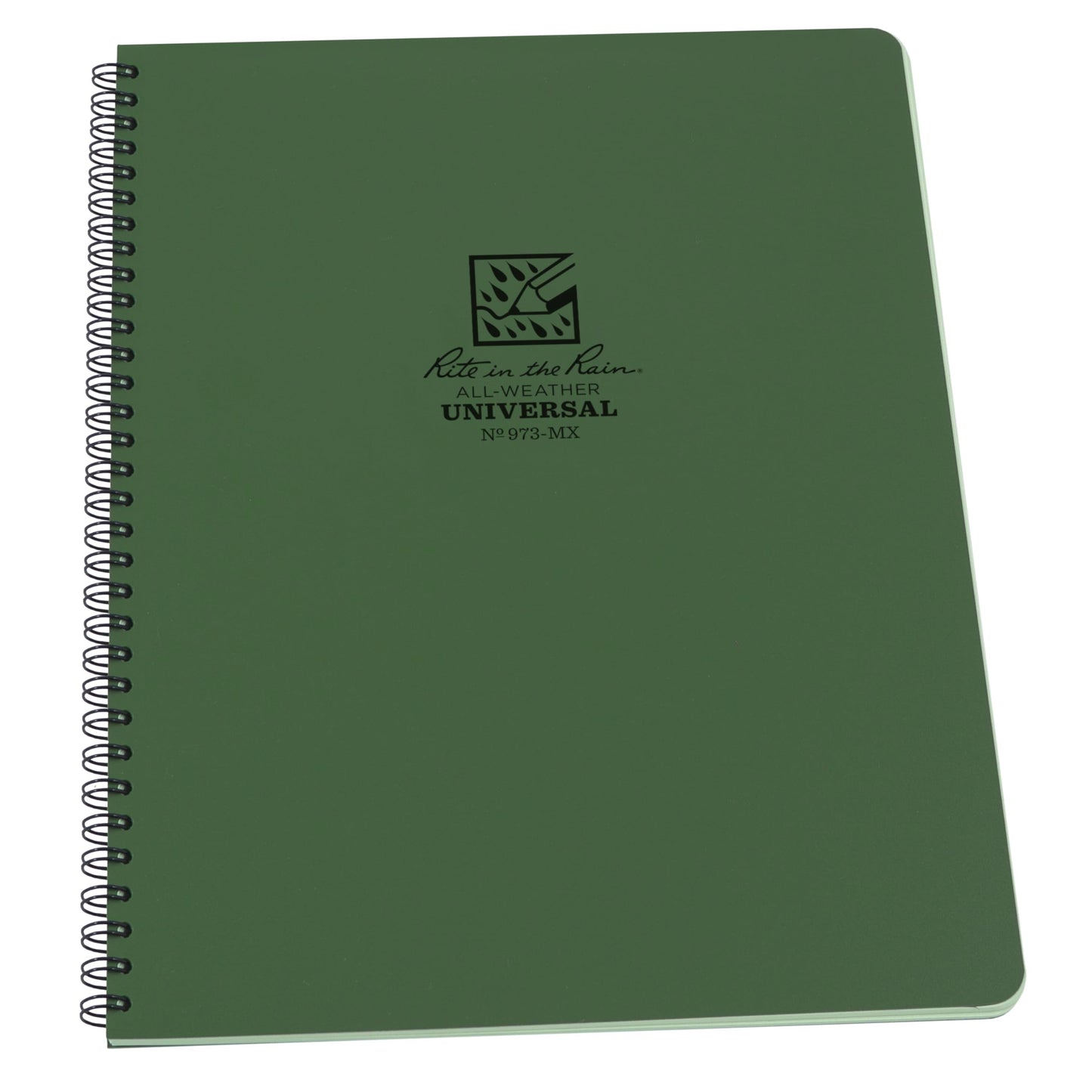 Rite in The Rain Weatherproof Side Spiral Notebook, 8.5" x 11", Green Cover, Universal Page Pattern (No. 973-MX)