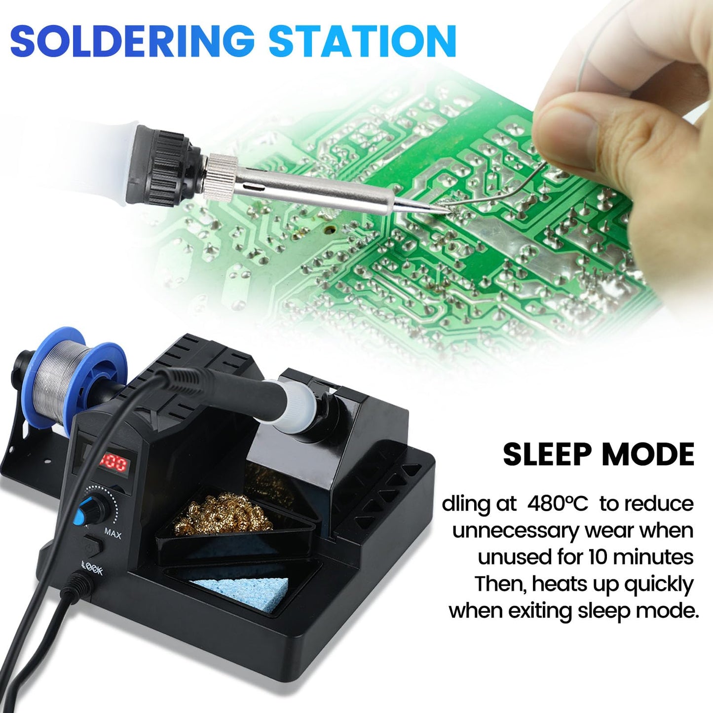 100W Soldering Station Digital Display Soldering Iron Kit 12-in-1 Adjustable Temperature 180°C to 480°C