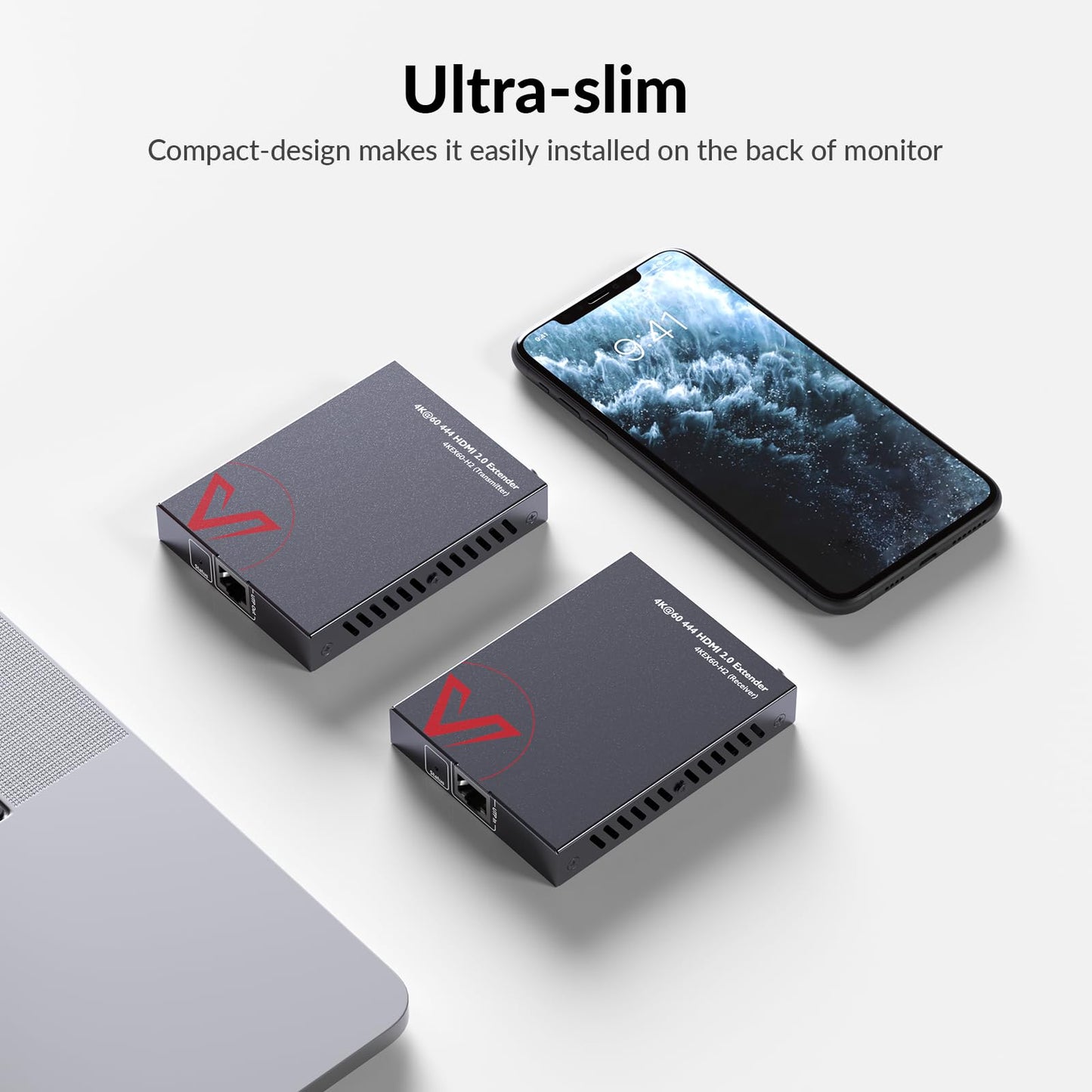 AV Access 4K HDMI 2.0 Extender Over Single Cat6/6a/7, 4K@60Hz up to 115ft, 1080P up to 164ft, HDR10+, YUV4:4:4, 3D, HDCP 2.2 18Gbps Zero Latency, Plug & Play, IR Return + PoC + CEC, Smart EDID