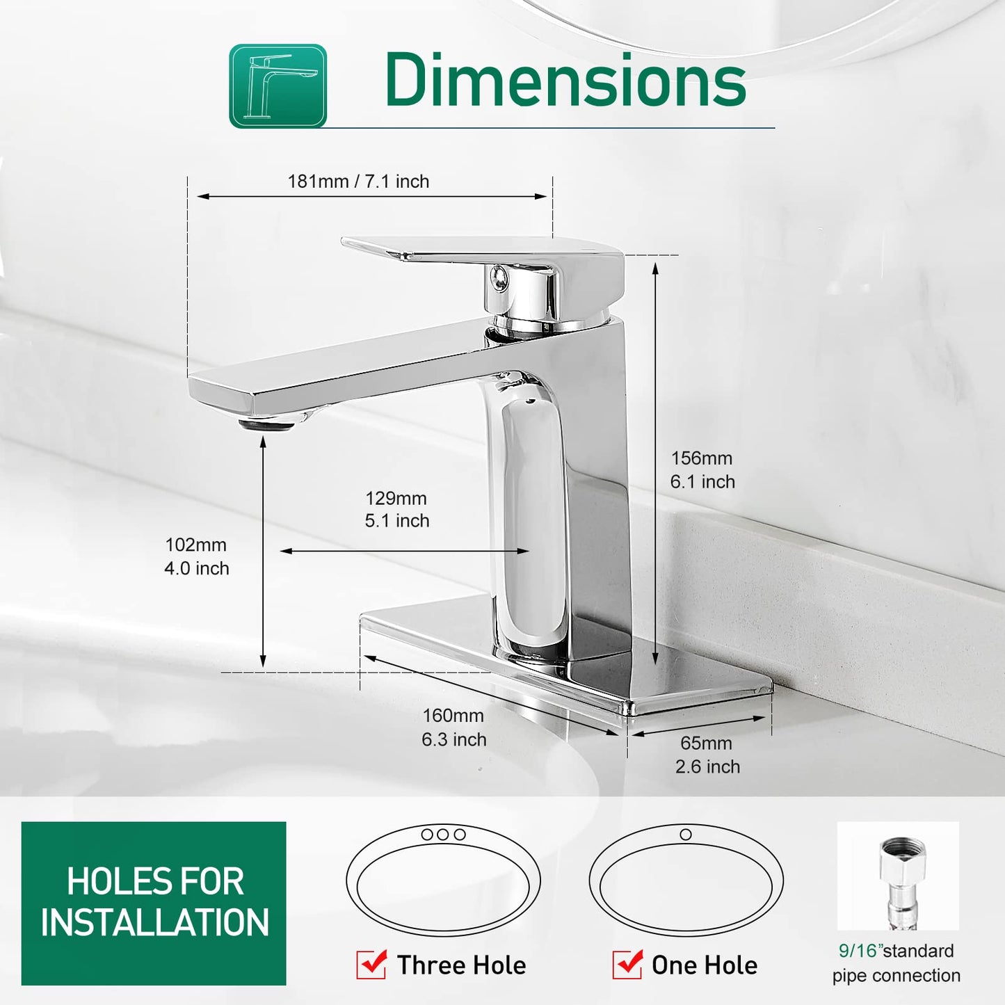 Chrome Bathroom Faucet Single Handle One Hole Bathroom Sink Faucet Lavatory Faucet with Deck