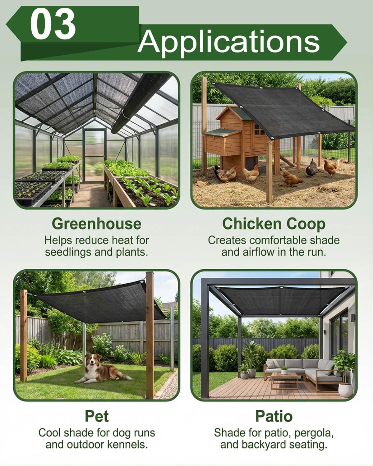 70% Sunblock Shade Cloth Net Black Resistant - 16x20 Ft Garden Shade Mesh for Plant Cover, Greenhouse, Chicken Coop, Kennels, Tomatoes Plants