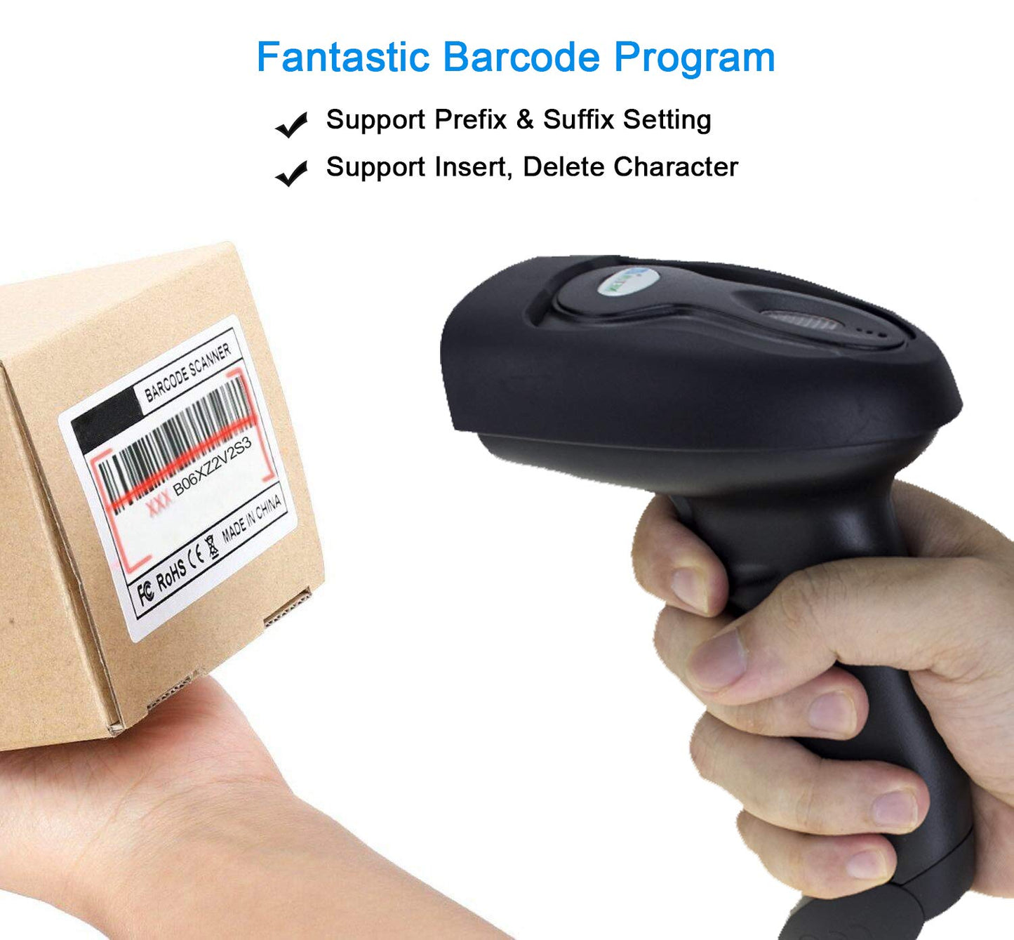 NETUM Wireless Barcode Scanner, 2 in 1 2.4G Wireless & USB Wired 1D Laser Barcode Reader Handheld Bar Code Reader Cordless Rechargeable Bar Code Scanner for Computer MAC Laptop (1D-NT-1698W)