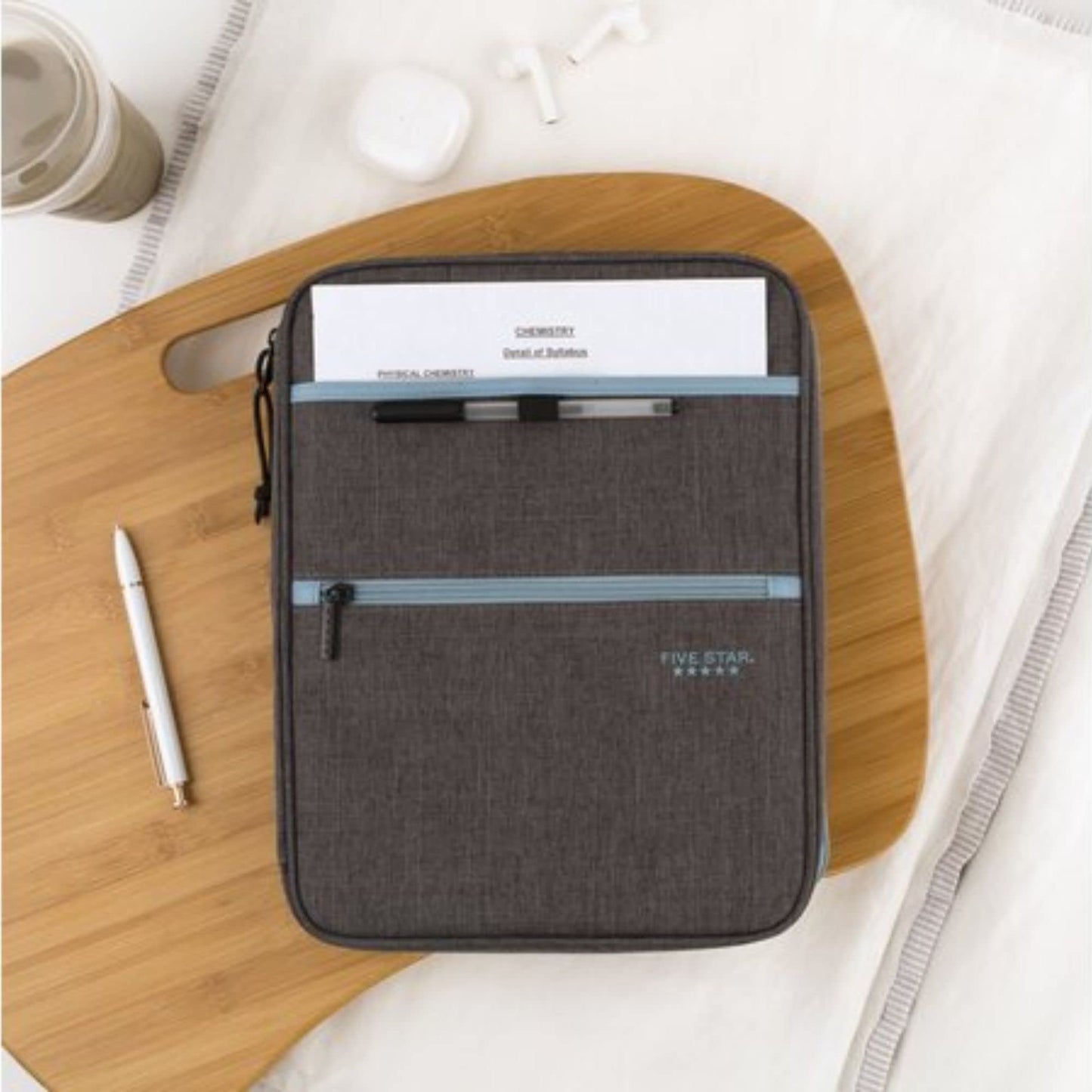Five Star Zipper Binder, 1 Inch 3-Ring Binder with Round Rings, Carry-All with Pockets and 4-Tab Dividers, 375 Sheet Capacity, Gray/Mint (29092BH0)