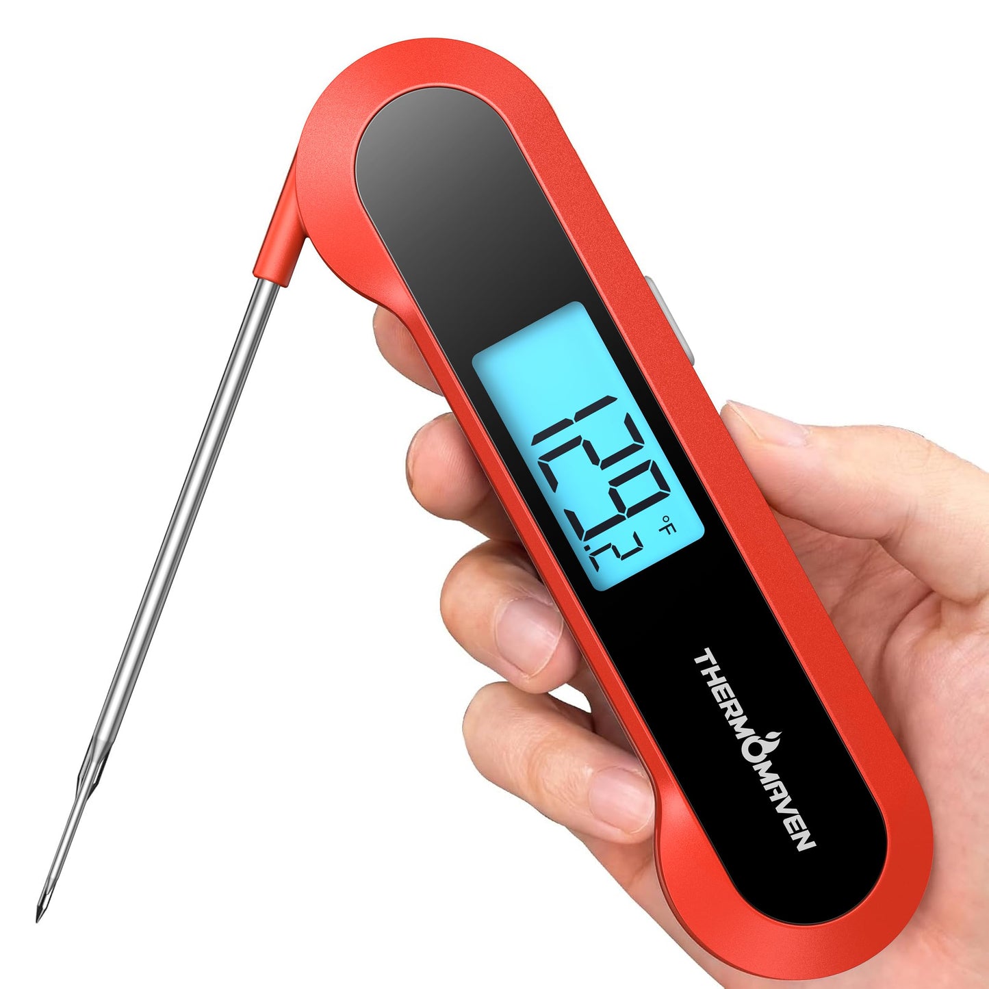 ThermoMaven Professional 0.5 Sec Instant Read Meat Thermometer Digital, NIST Certified ±0.5℉ Accuracy, Auto Rotate Large LCD Display, Waterproof Cooking Thermometer for Baking Grill BBQ Smoker Oven