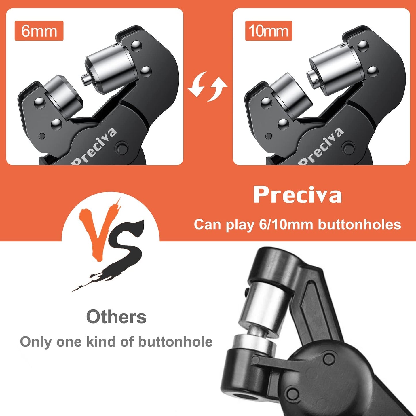 Preciva Grommet Tool Kit, Interchangeable Double Head Handheld Grommet Eyelet Plier Set for Advertising Poster, Banner, Portable Manual Puncher with 400pcs Silver Grommets of 3/8 Inch,1/4 Inch