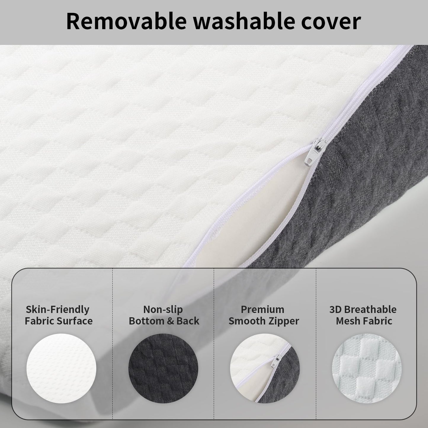 Bed Wedge Pillow for Sleeping Memory Foam Pillow Reading Pillow for Bed Post Surgery, Heartburn and Acid Reflux, Incline Elevated Back Support, Relief Neck Pain