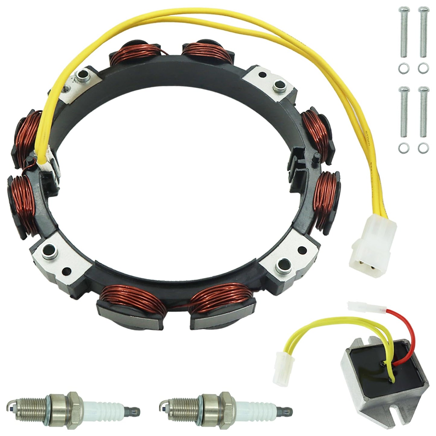 TOTEDELL 592830 Alternator Stator 10-16 Amp Compatible with BS with 845907 Regulator Replaces 696458 691064 393295 with Spark Plug