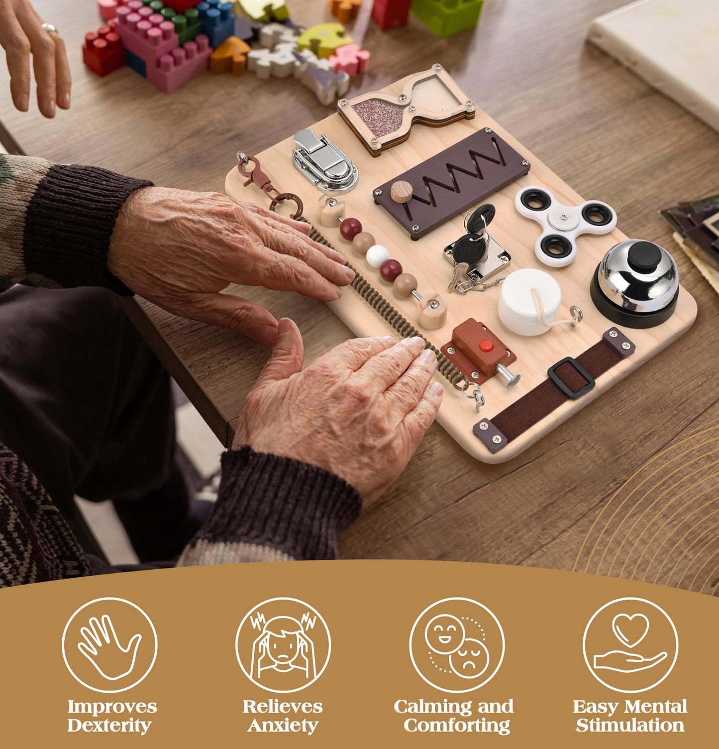 Dementia Activities for Seniors-Alzheimers Products for Elderly-Memory Games Autism Adult-Dementia Gadgets-Fidget Board- ADHD Toys-Anxiety Relief Items-Seniors Gift