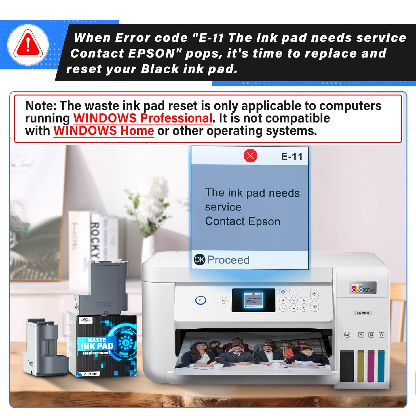 Waste Ink Pad Replacement for Epson Ecotank ET-2850 ET-2760 ET-2700 ET-2750 ET2850 ET2760 ET2700 ET2750 Printers, Compatible for Epson Ink Pad Replacement Maintenance Box (2 Packs)