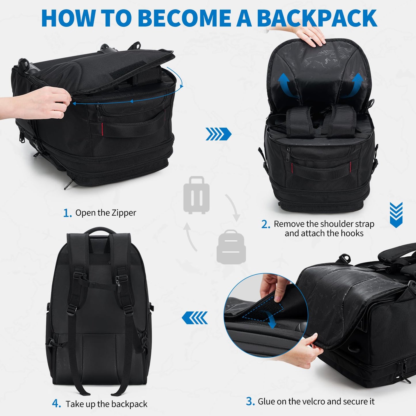 OIWAS Rolling Backpack, Travel Backpack with Wheels, 17 Inch Laptop Roller Backpack, Business Wheeled Backpack for Women Men