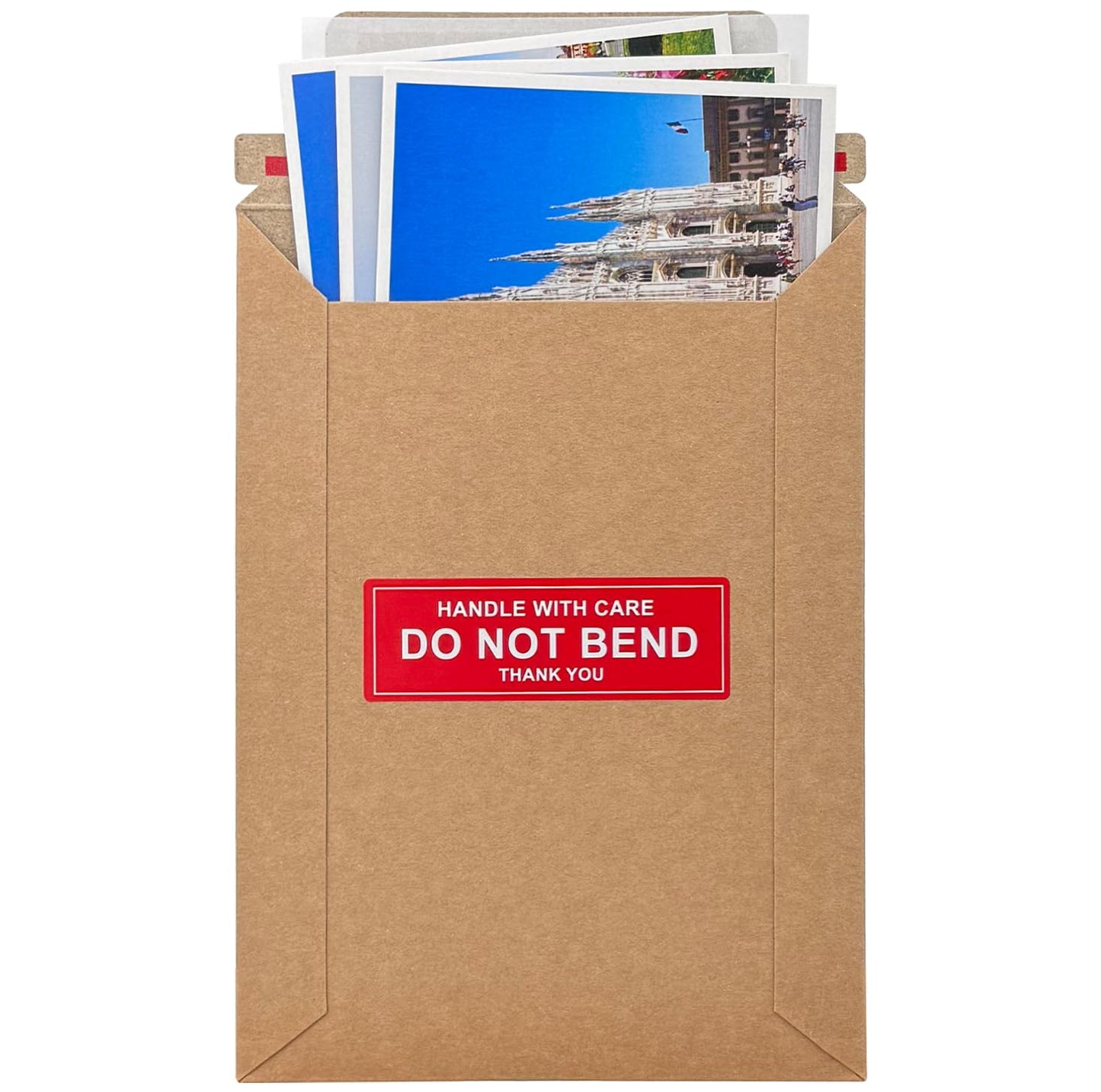 Neehows 100 Pack 5x7 Rigid Mailers Cardboard Envelopes, 400GSM Kraft Photo Mailers Shipping Envelope with DO NOT Bend Labels, Small Stay Flat Self Seal Document Envelope for Trading Cards- Brown