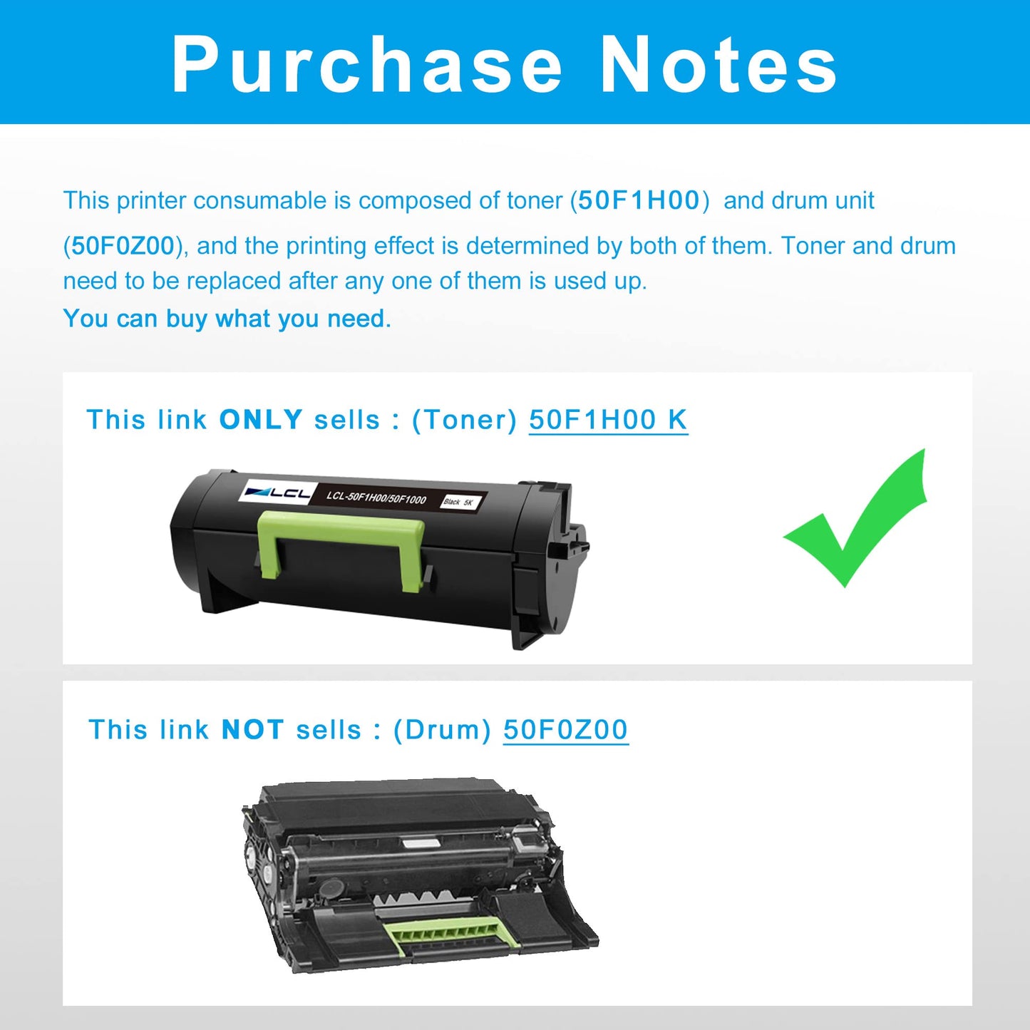 LCL Compatible Toner Cartridge for Lexmark 50F1H00 50F1000 501H 501 5000 Pages(1-Pack,K) for Lexmark MS310 MS310d MS310dn MS312 MS312DN MS315 MS315dn MS410 MS410d MS410dn MS415 MS415DN MS510 MS510d