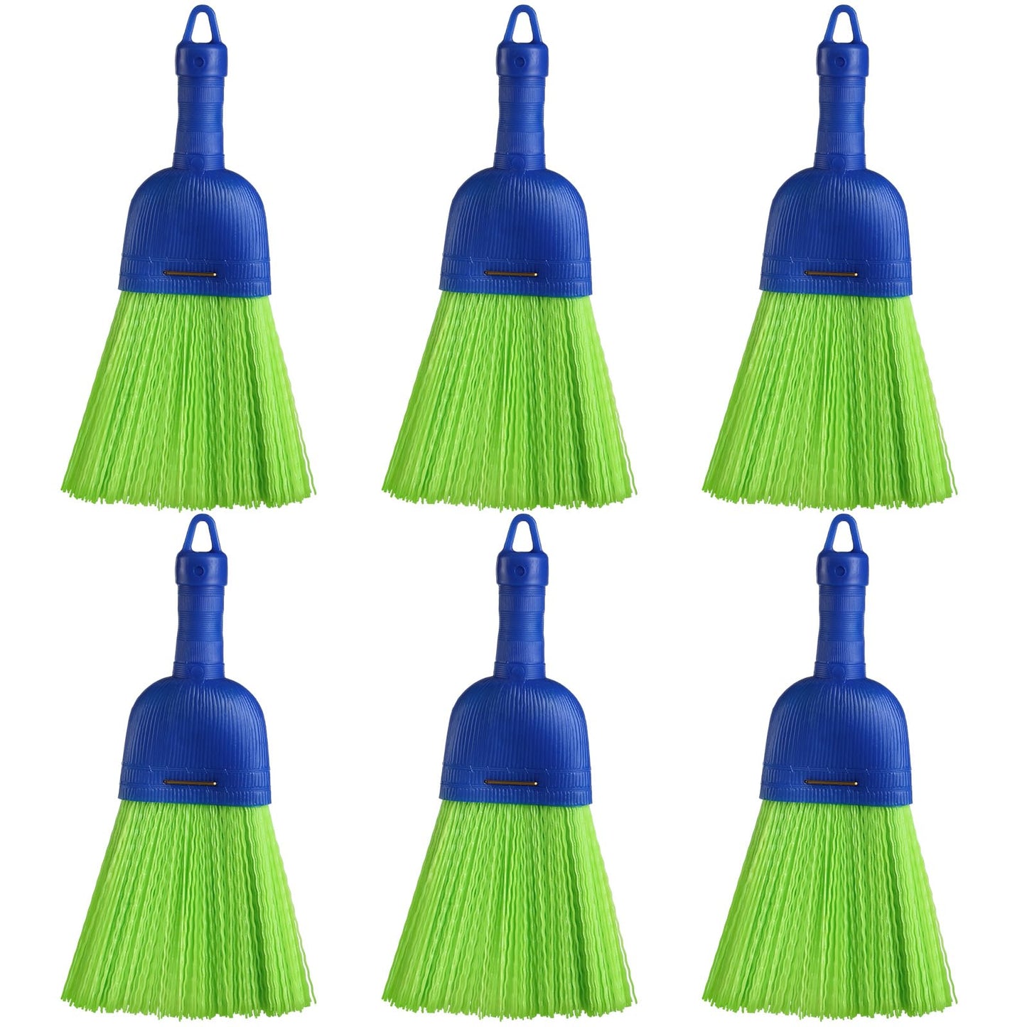 Domensi 6 Pcs Whisk Broom Poly Fiber Handheld Brush Hand Brush Outdoor Car Broom with Hang Hole for Cleaning Inddoor Porches Floors Decks Driveways Dirt Dust