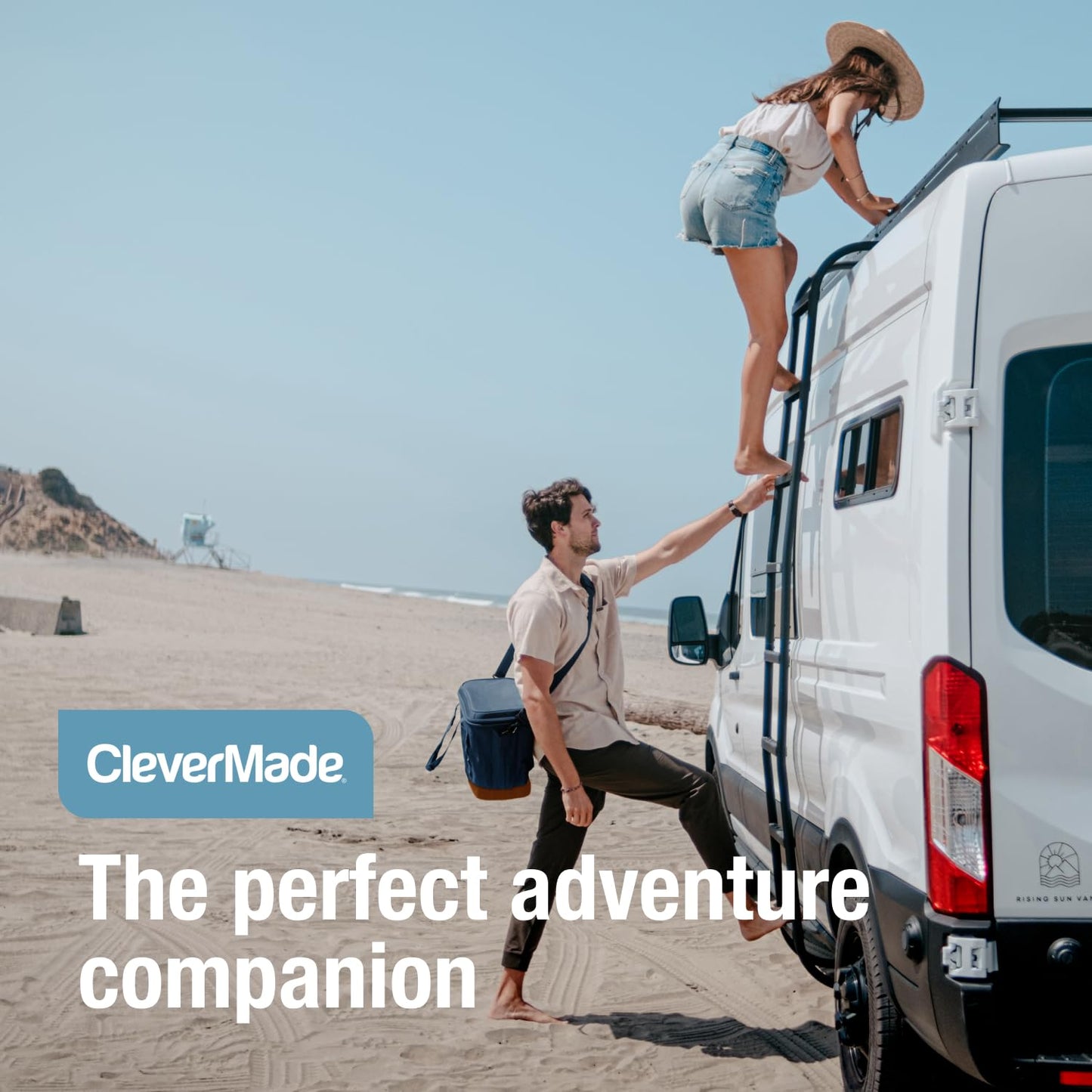 CleverMade Pacifica Collapsible Insulated Cooler – 30 Can / 21 Qt Leakproof Soft Cooler for Beach, Travel, Car – Shoulder Strap, Bottle Opener – Ocean