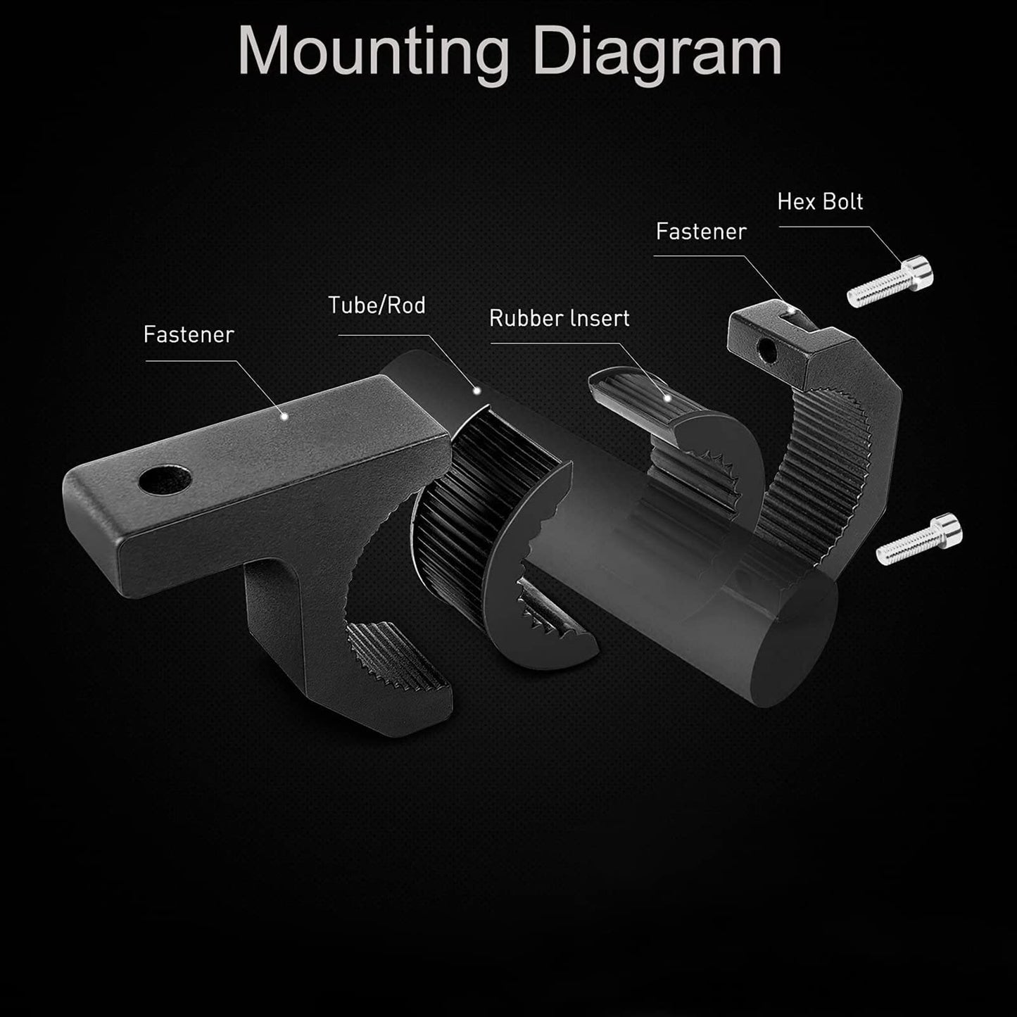 2PCS Tube Clamps for Off-Road ATV UTV Light Bar Clamp Kits (Choice 1"/1.5"/1.75"/2" Inch) Aluminium Mounting Bracket Kit LED Off Road Light Horizontal Bar Clamp Roof Roll Cage Holder