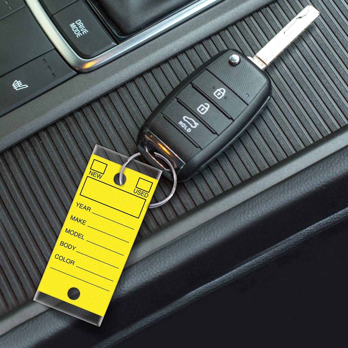 Yellow (2) Two Pack - Genuine Versa-tag Key Tags, Self-protecting (2 Boxes) (250 Tags Per Box with Metal Rings) by Versa-Tags