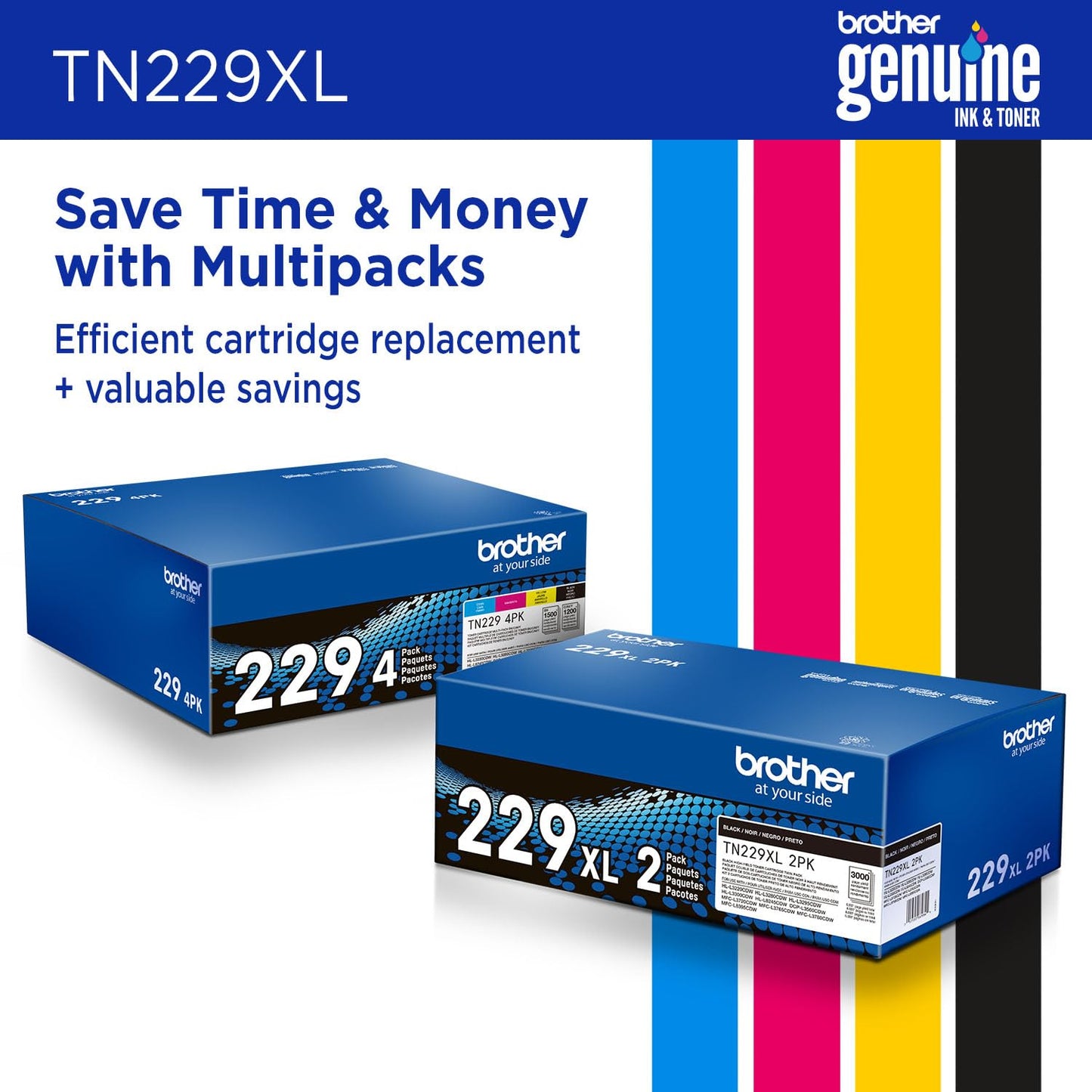 Brother Original TN229XLM High-Yield Magenta Toner Cartridge, Higher Yield for Value, Original Toner Replacement cartridges, Toner for Brother Laser Printers HL-L3220CDW, MFC-L3720CDW, and More