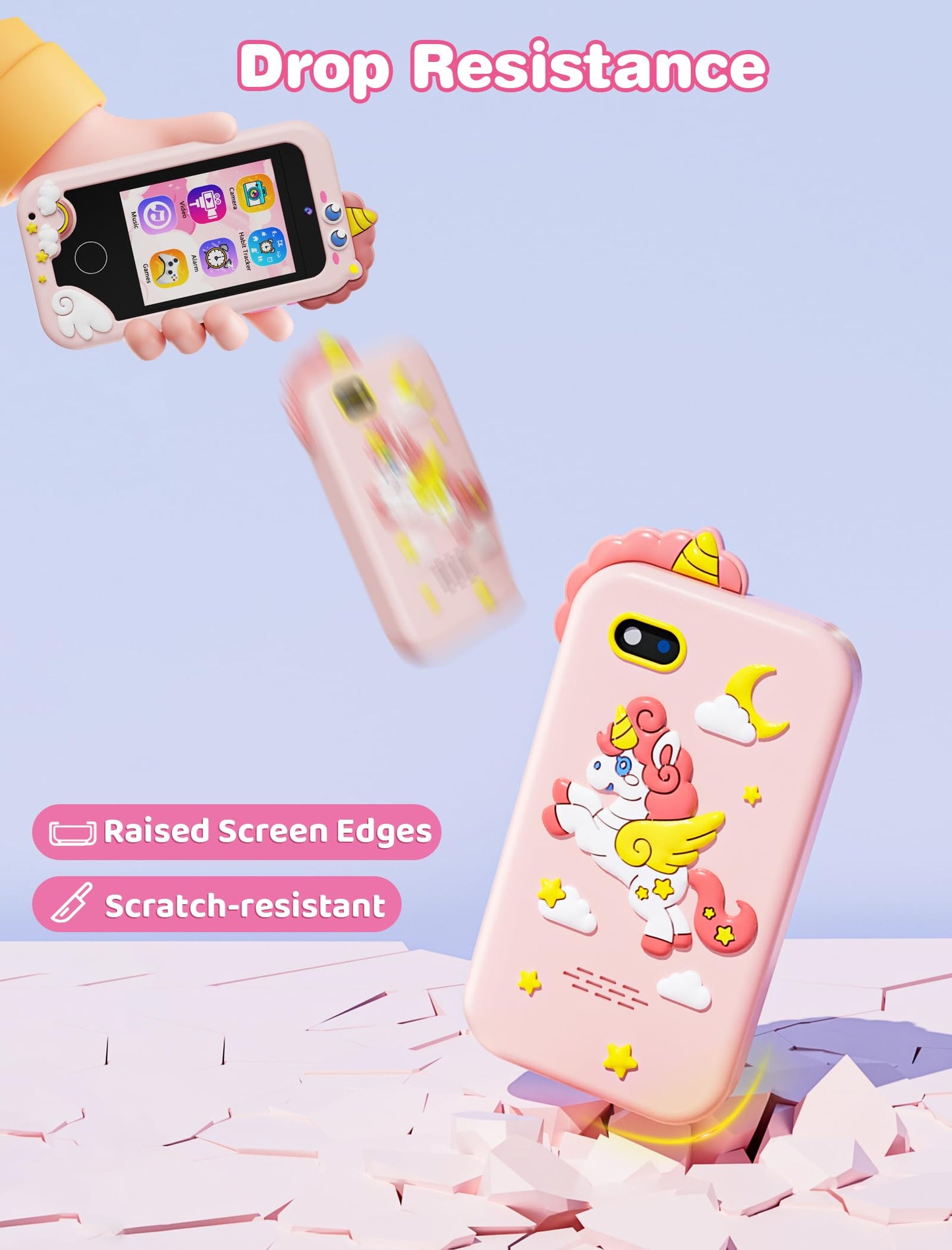 Kikidex Kids Smart Phone for Girls, Perfect Christmas Birthday Gifts for 3-8 Year Old Kids, Touchscreen Learning Play Toy Smartphone with Dual Camera, Puzzle Game, Music Player (Pink)