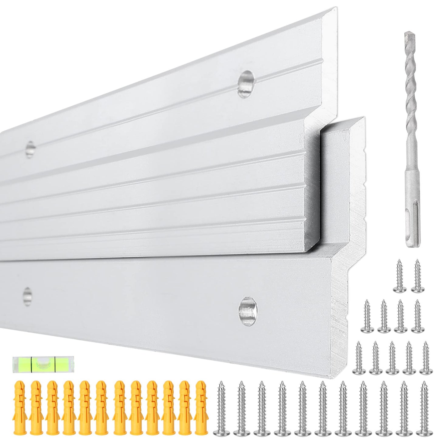 2-Pairs Heavy Duty 30 inch Aluminum French Cleat Hanger, Z Bar Clips Mount for Mirror and Picture, 200 Pound Max Load Secure Wall Mounting Interlocking Brackets Z Hangers, Hardware Include