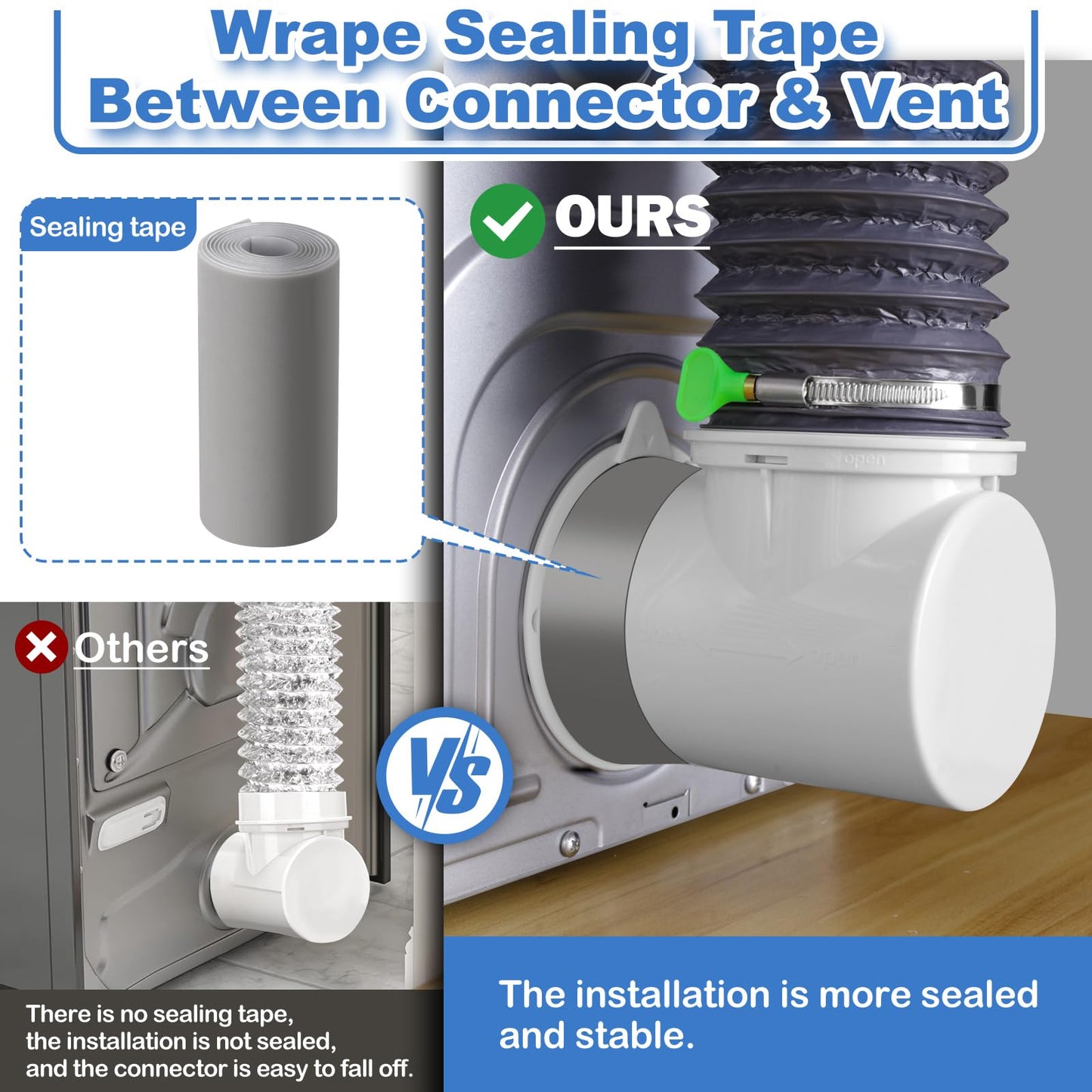 Dryer Vent Hose for Tight Space,90 Degree Dryer Vent Elbow,Better Than Magnetic Dryer Vent Connector Kit,Dryer Vacuum Hose Attachment