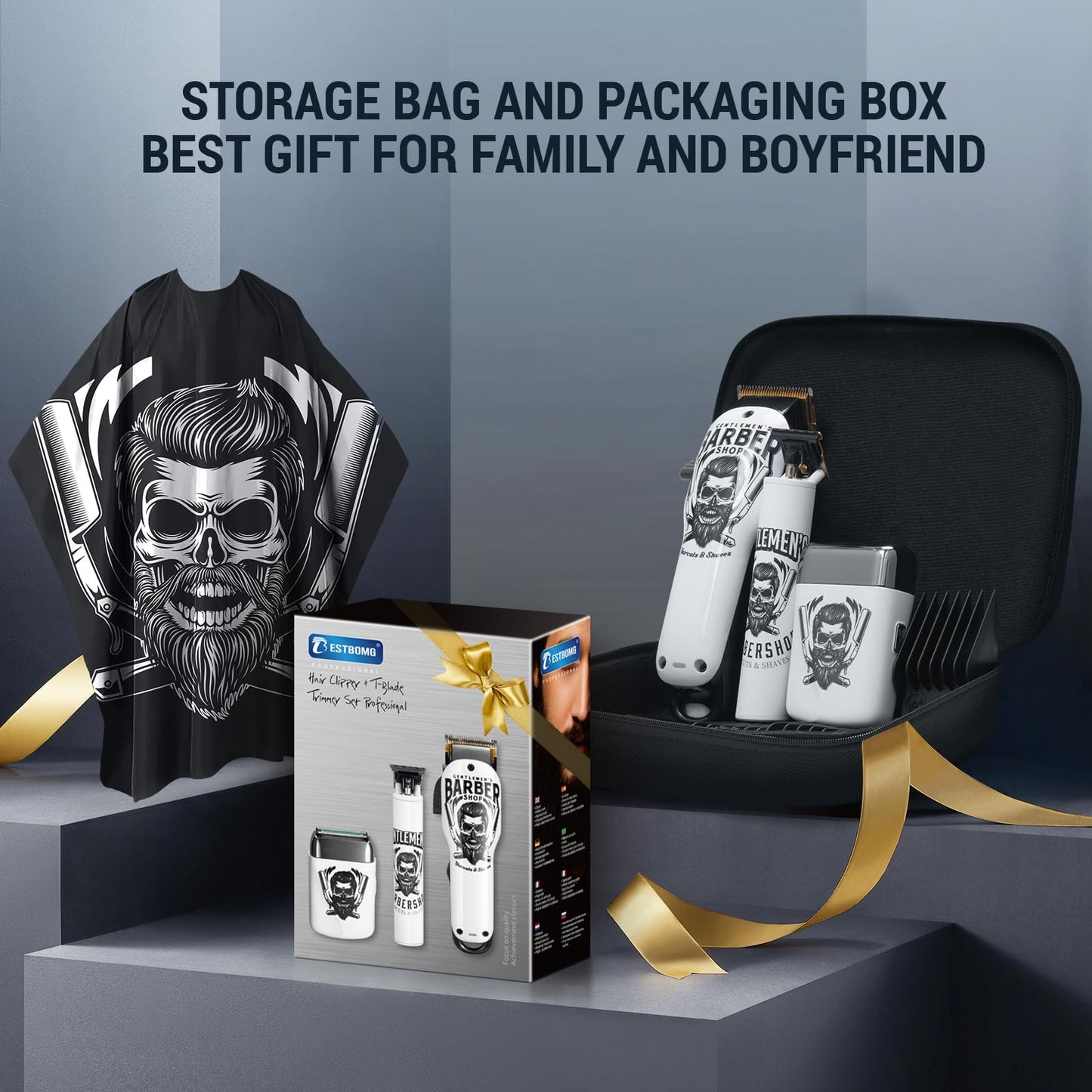 BESTBOMG Hair Clippers for Men Professional, Beard Trimmer Kits & Sets, Electric Shavers, Hair Clippers & Trimmer Ceramic T-Blade, for Barber, for Gifts