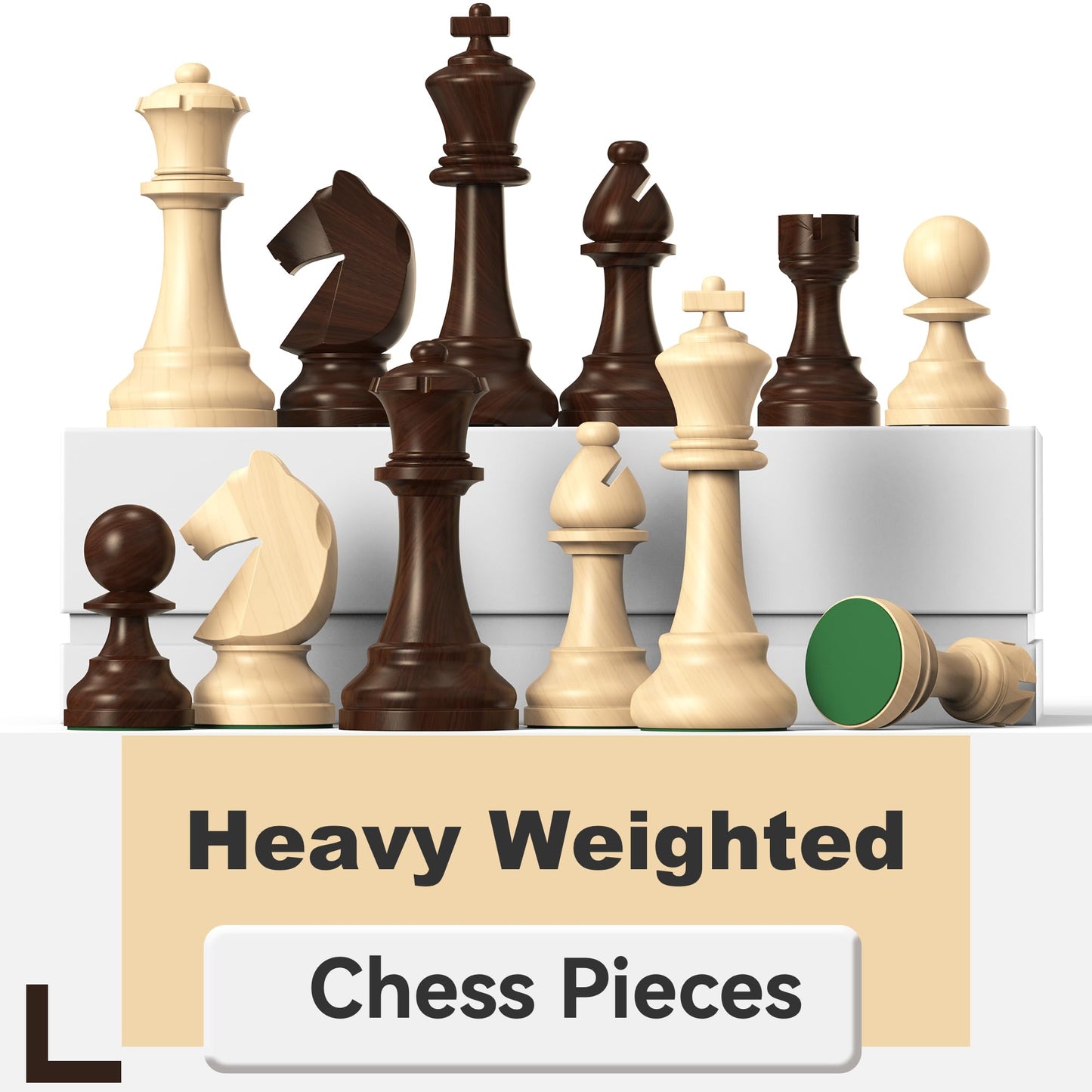 doowroodni Wooden Chess Pieces Large 3.75inch King Set of Luxury Staunton Wood Chessmen with 2 Extra Queen for Chess Board Game (Chess Pieces Only), Velvet Storage Bags Included