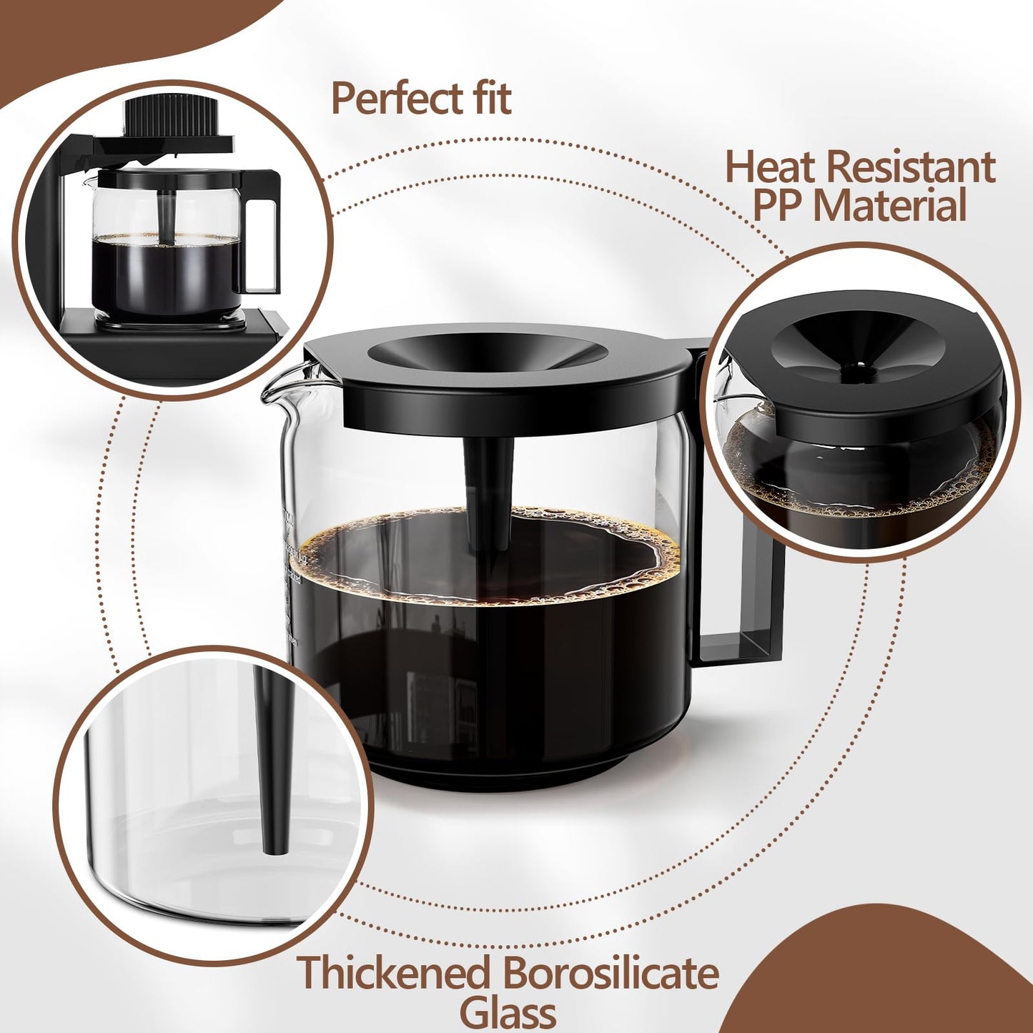 10-Cup Coffee Pot Replacement for Moccamaster Technivorm Coffee Maker (89830) 1.25L 40oz, Carafe Replacement Compatible with Technivorm Moccamaster Coffee machine,Glass Coffee Pot,Durable & Reliable