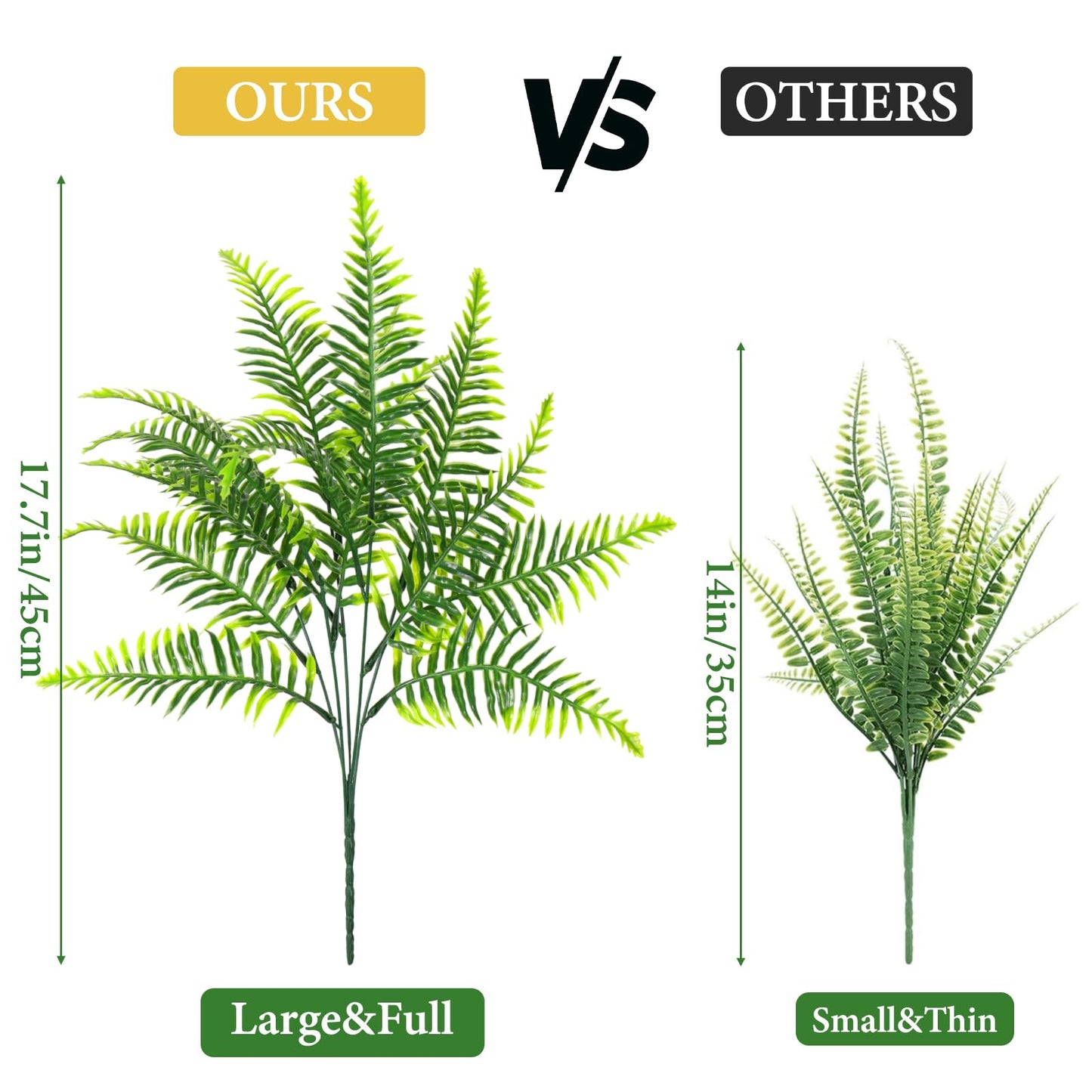 Dremisland 12 Bundles Artificial Plants Outdoor Faux Boston Fern 17.7 Inch Long Length Artificial Ferns UV Resistant Fake Plants Spring Summer Greenery Shrubs for Hanging Planter Garden Porch Decor
