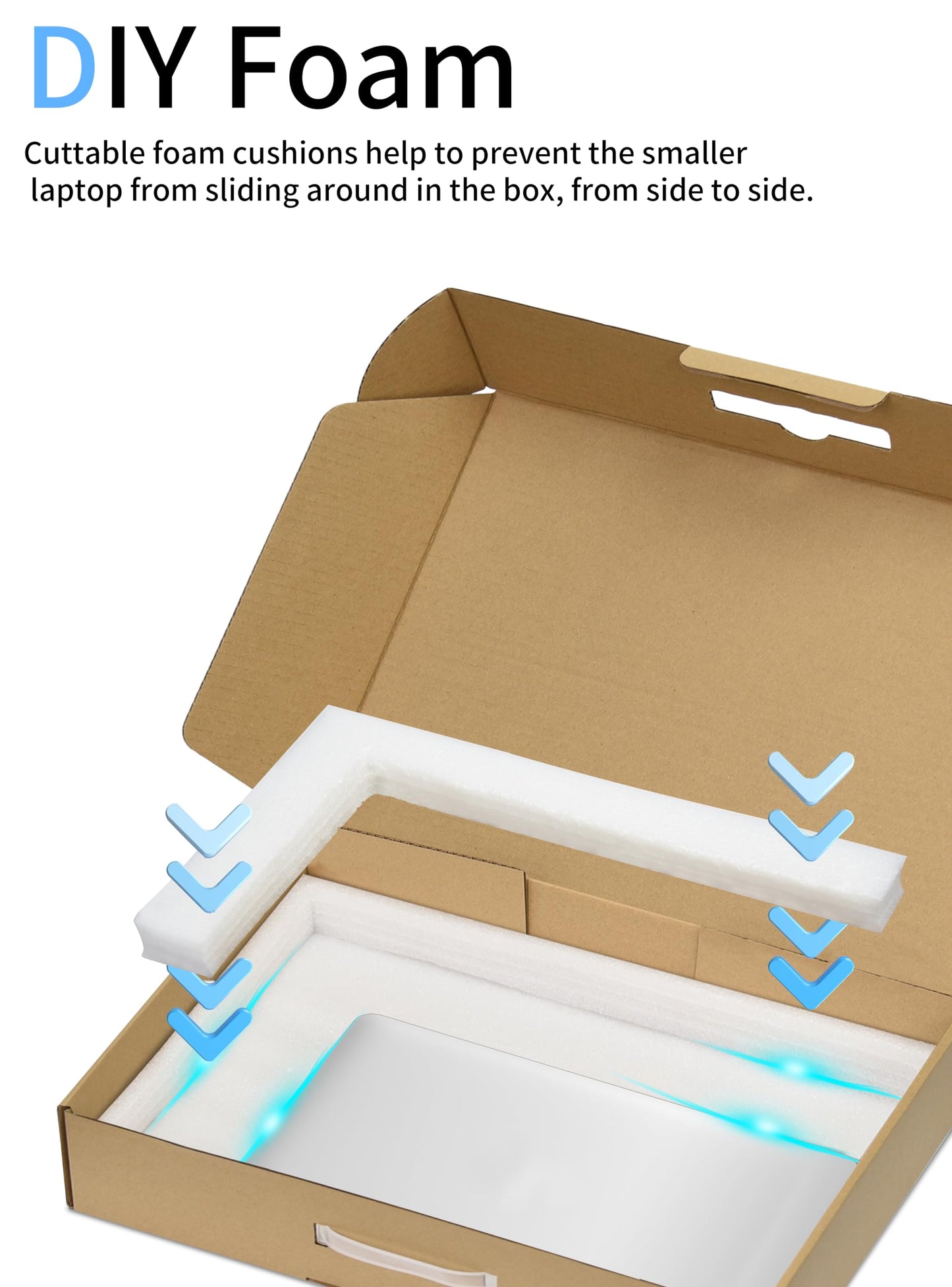 SOUNDANCE Laptop Shipping Box with Protection Foam, Brown Cardboard, Up to 17.3 Inches, 1 Pack