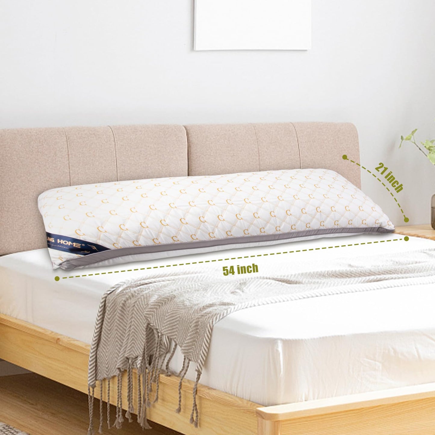 Chilling Home Full Body Pillows for Adults with Washable Removable Pillowcase, Quilted Long Bed Pillows for Sleeping, Large Pillow for Pregnancy Women and Side Sleepers