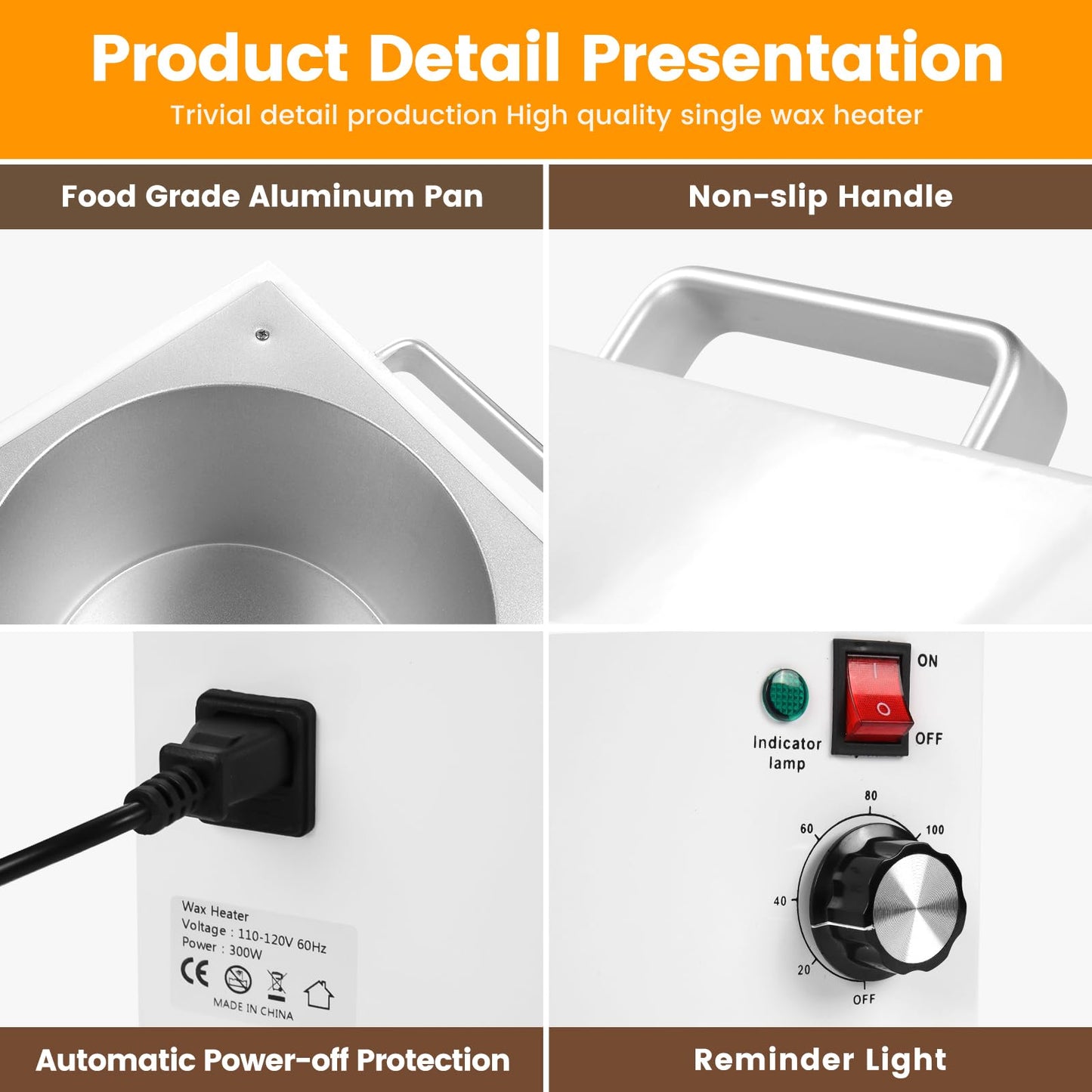 Anbull Professional 5.5lb Single Wax Warmer, Electric Lagre Wax Heater Pot for Hair Removal with 20-120℃ Temperature Control, Paraffin Hot Facial Skin SPA Equipment