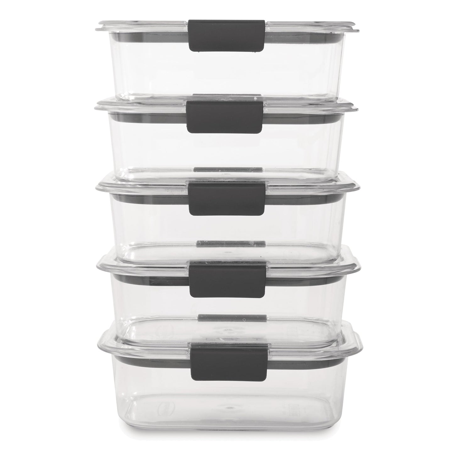 Rubbermaid 10-Piece Brilliance Food Storage Containers with Lids for Lunch, Meal Prep, and Leftovers, Dishwasher Safe, 3.2-Cup, Clear/Grey