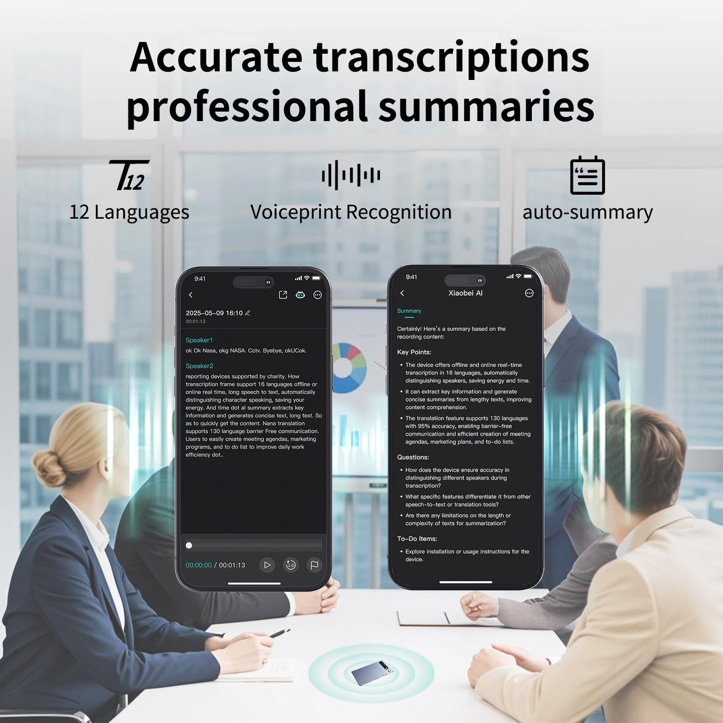 AI Voice Recorder, Free Subscription, Portable Note Voice Recorder with Case, App Control, Transcribe & Summarize by ChatGPT, Support 147 Languages, 80GB, Audio Recorder for Calls, Lectures, Meetings