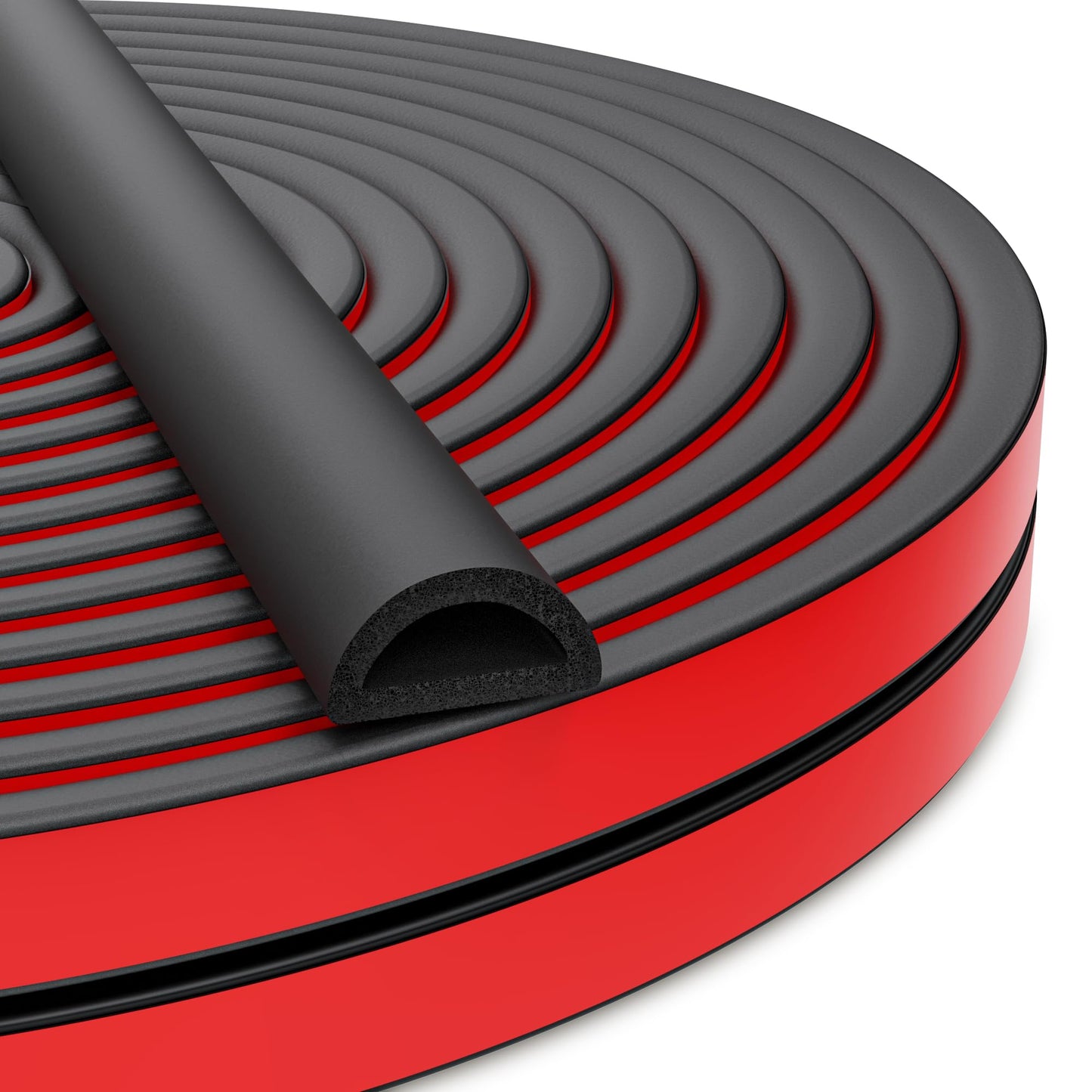 UIOCSSC 26 Feet D-Shaped EPDM Rubber Weather Stripping Door Seal, Red, W:0.75"; H:0.375" for Door and Window, RV, Boat, Auto, Truck, Marine