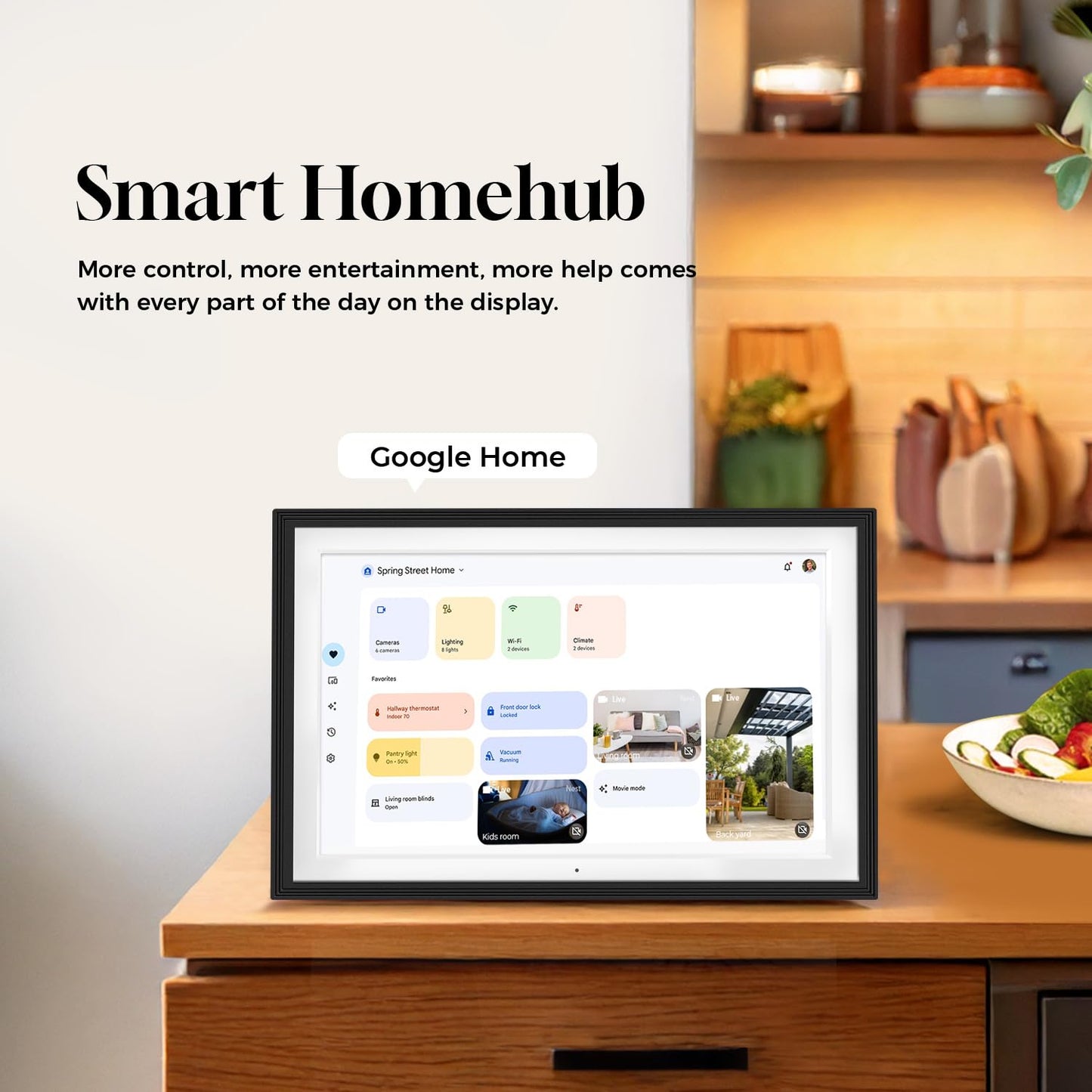 10.1" Digital Google Calendar:Chore Chart and Planner for Family Schedules|Picture Frame with Anti-Glare Touchscreen|Wall-Mount or Desktop|Google Voice Assistant,Home Hub,App Store|Li-Battery&Speakers