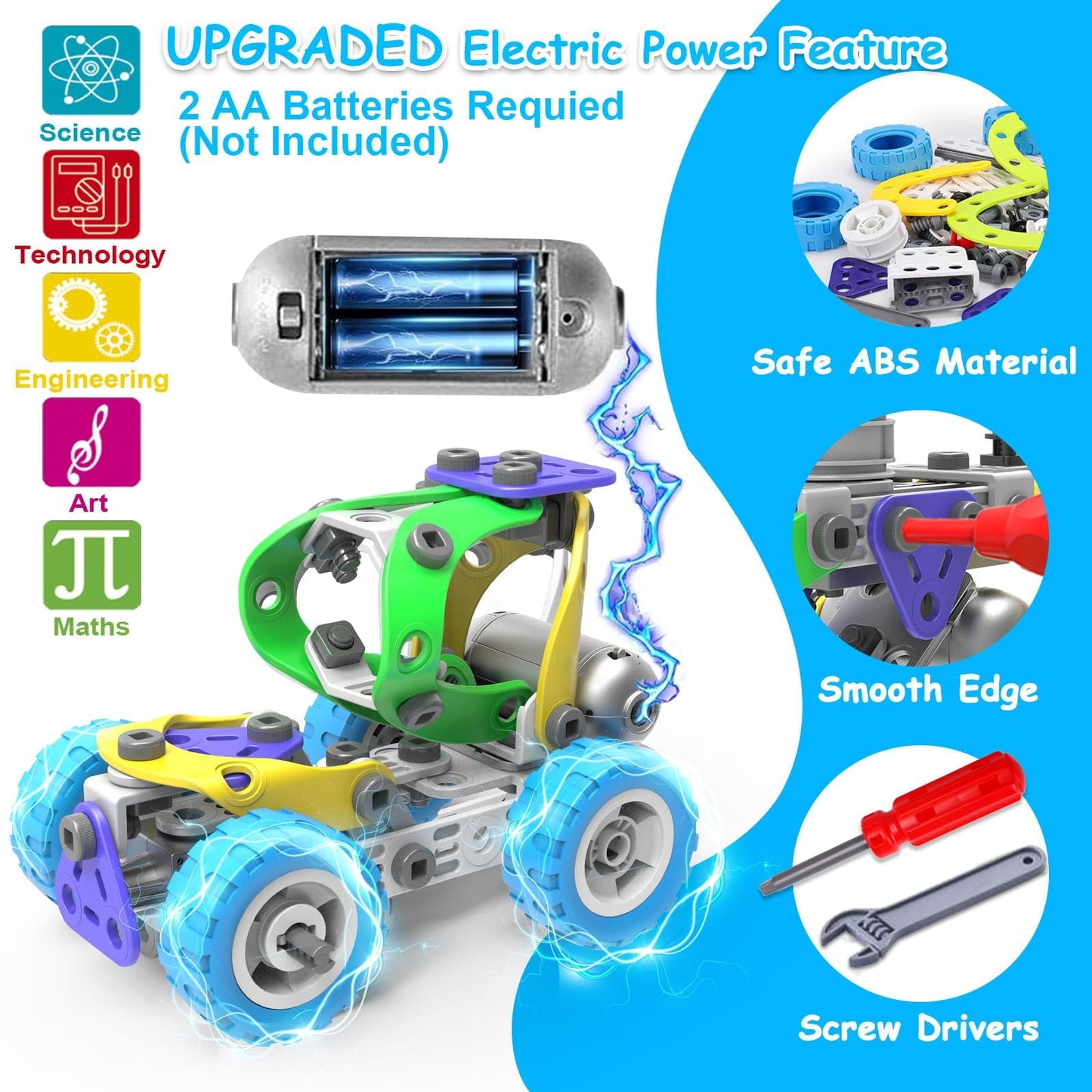 10 in 1 Electric STEM Toys for 4 5 6 7 8 Year Old Boy Girl Birthday Gifts Building Toys for Kids Ages 4-8 4-6 5-7 6-8 Educational Engineering Construction Toys for Boys 4-6 Learning Games Activities