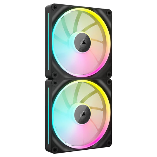 CORSAIR iCUE Link LX140 RGB 140mm PWM Fan Dual Pack – Dual Light Loops – Includes iCUE Link System Hub – CORSAIR AirGuide Technology – Black