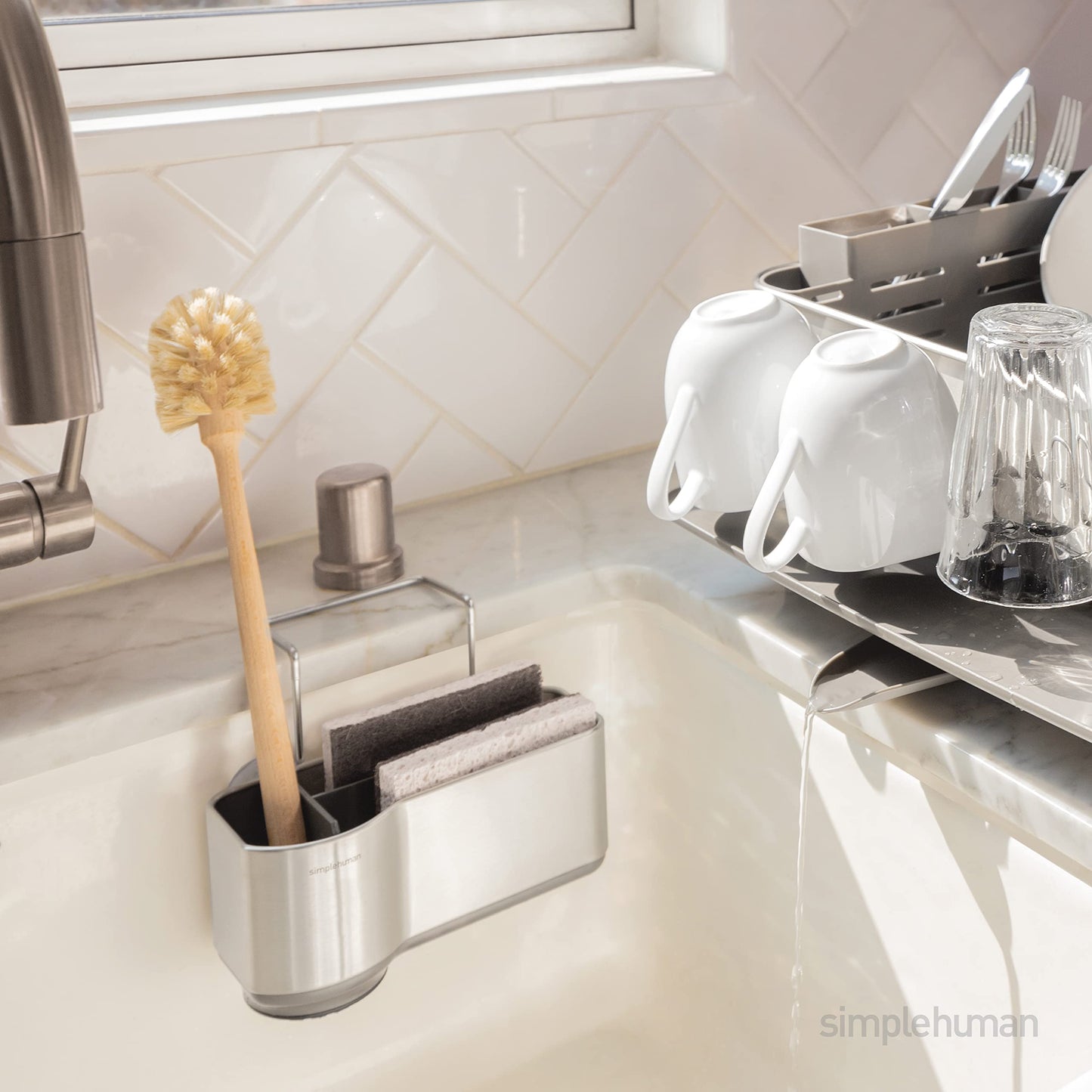 simplehuman Sink Caddy with Suction Cup, Brushed Stainless Steel