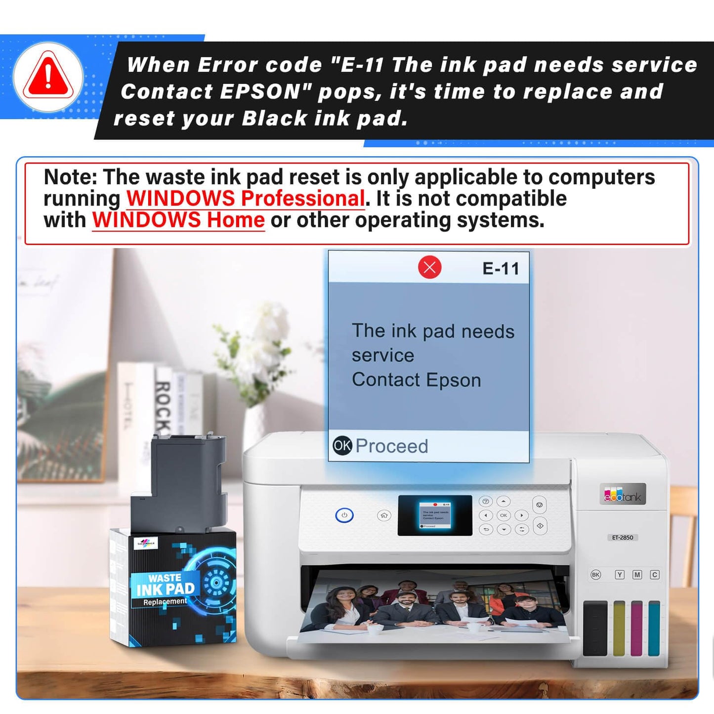 Waste Ink Pad Replacement for Epson Ecotank ET-2850 ET-2760 ET-2700 ET-2750 ET2850 ET2760 ET2700 ET2750 Printers, Compatible for Epson Ink Pad Replacement Maintenance Box