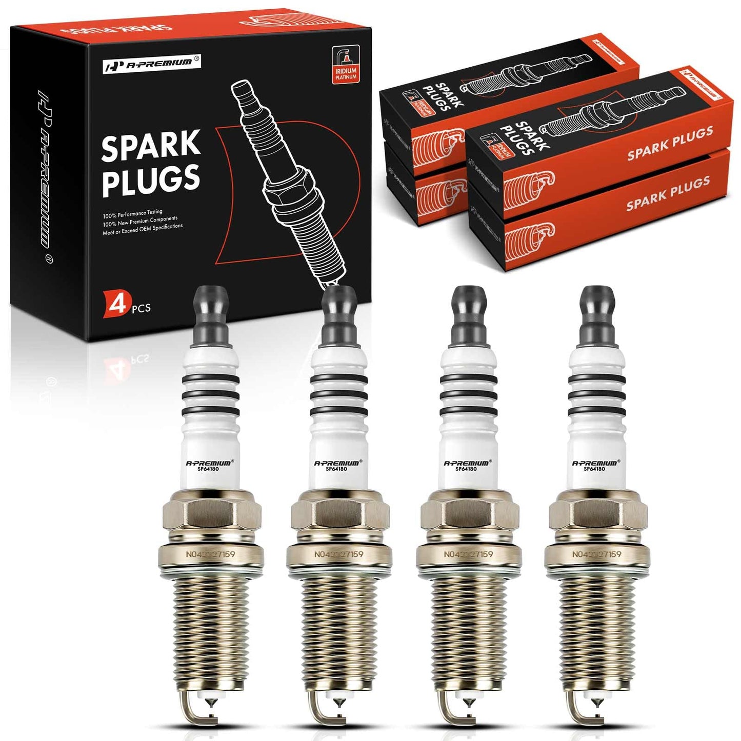 A-Premium Iridium Platinum Spark Plugs (Pack of 4) Compatible with Toyota Corolla & Volkswagen Jetta & Chevrolet Cruze & Subaru Impreza & Mercedes-Benz C230 & Audi A4 & Mini Cooper