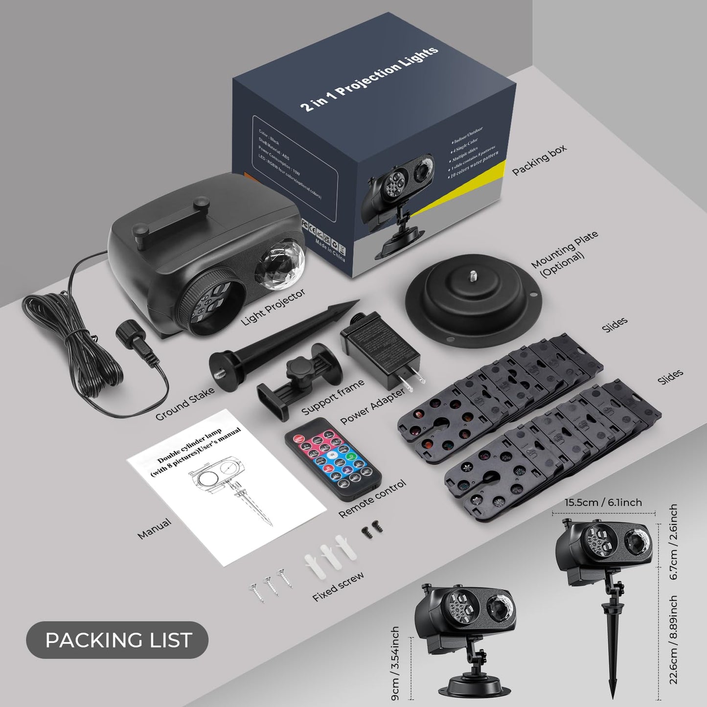 Christmas Projector Lights Outdoor Waterproof,15W Brighter HD Ocean Wave Effect 12 Slides 96 No Fade Pictures Light for Gift Christmas Halloween Decoration