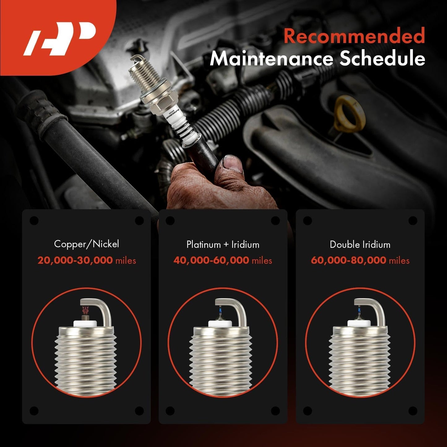 A-Premium 7397 Iridium Platinum Spark Plugs (8 Packs) Compatible with Chevrolet, Buick, Cadillac Cars - Impala, Tahoe, Camaro, Colorado, LaCrosse, SRX, Escalade, CTS, Corvette, V8 4.6L-6.0L, 1993-2014