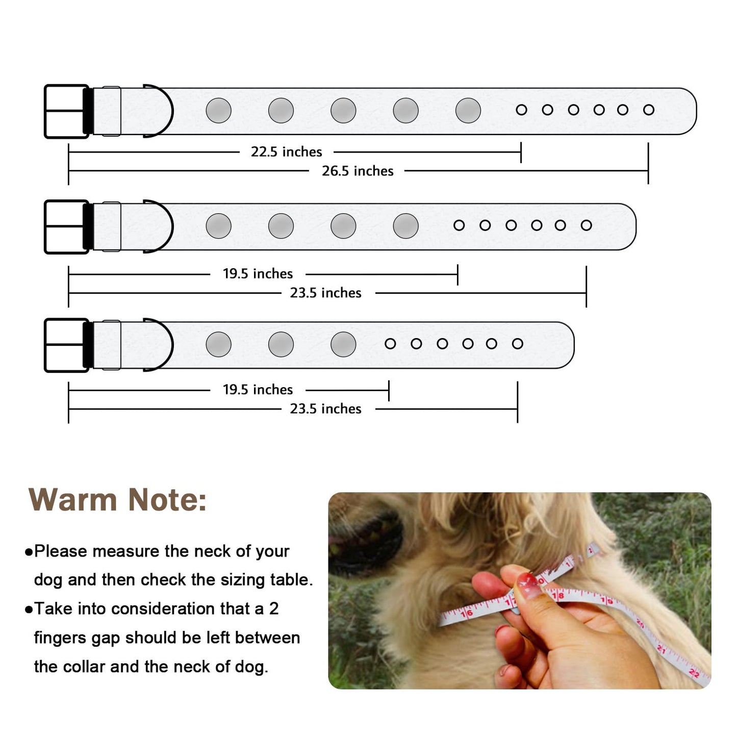 Leather Dog Collar for Large Medium Dogs, Heavy Duty 2 Inches Wide Dog Collars, Thick, Strong, Luxury and Studded Collar for Dogs Brown(19.5“-23.5”)