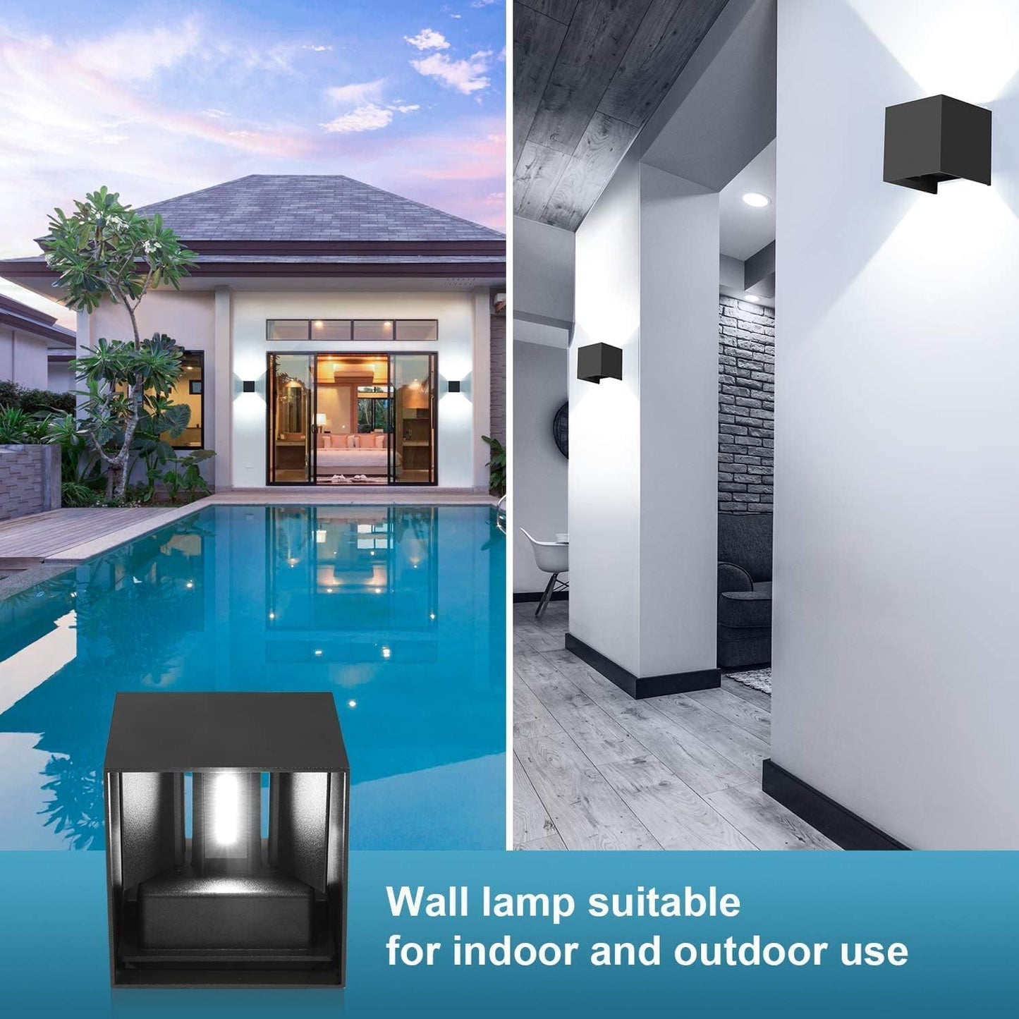LEDMO 20W Outdoor Wall Lights, Modern LED Up Down Wall Lighting with Adjustable Beam, 6000K Waterproof LED Patio Fixture for Yard Garage (2 Pack)