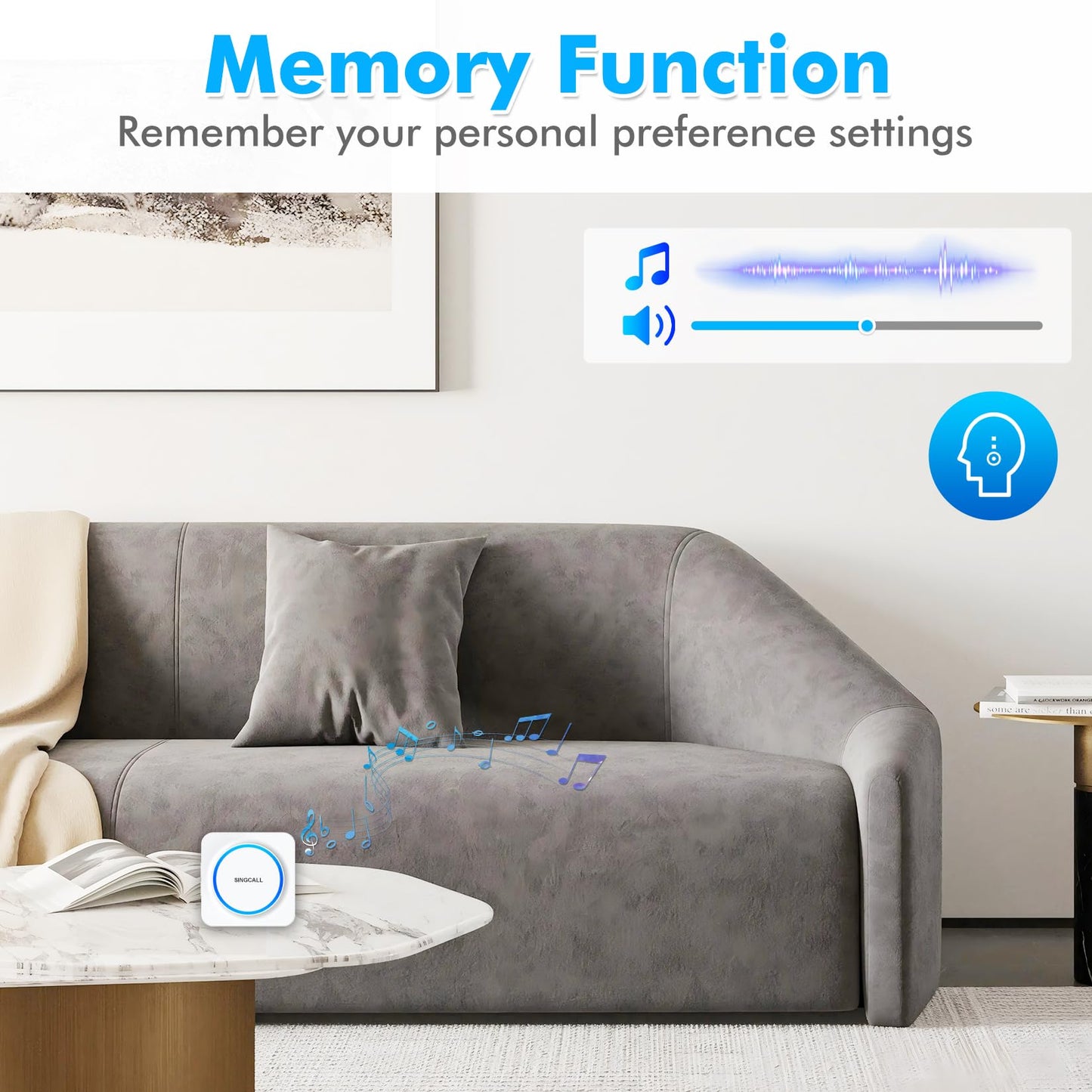 SINGCALL Wireless Portable Caregiver Pager Panic Alarm System Personal Alarm for Elderly/Kids/Pregnant/Patients 32 Chimes & 0-100dB Volume 1 Rechargeable Portable Receiver+ 2 Emergency Call Buttons
