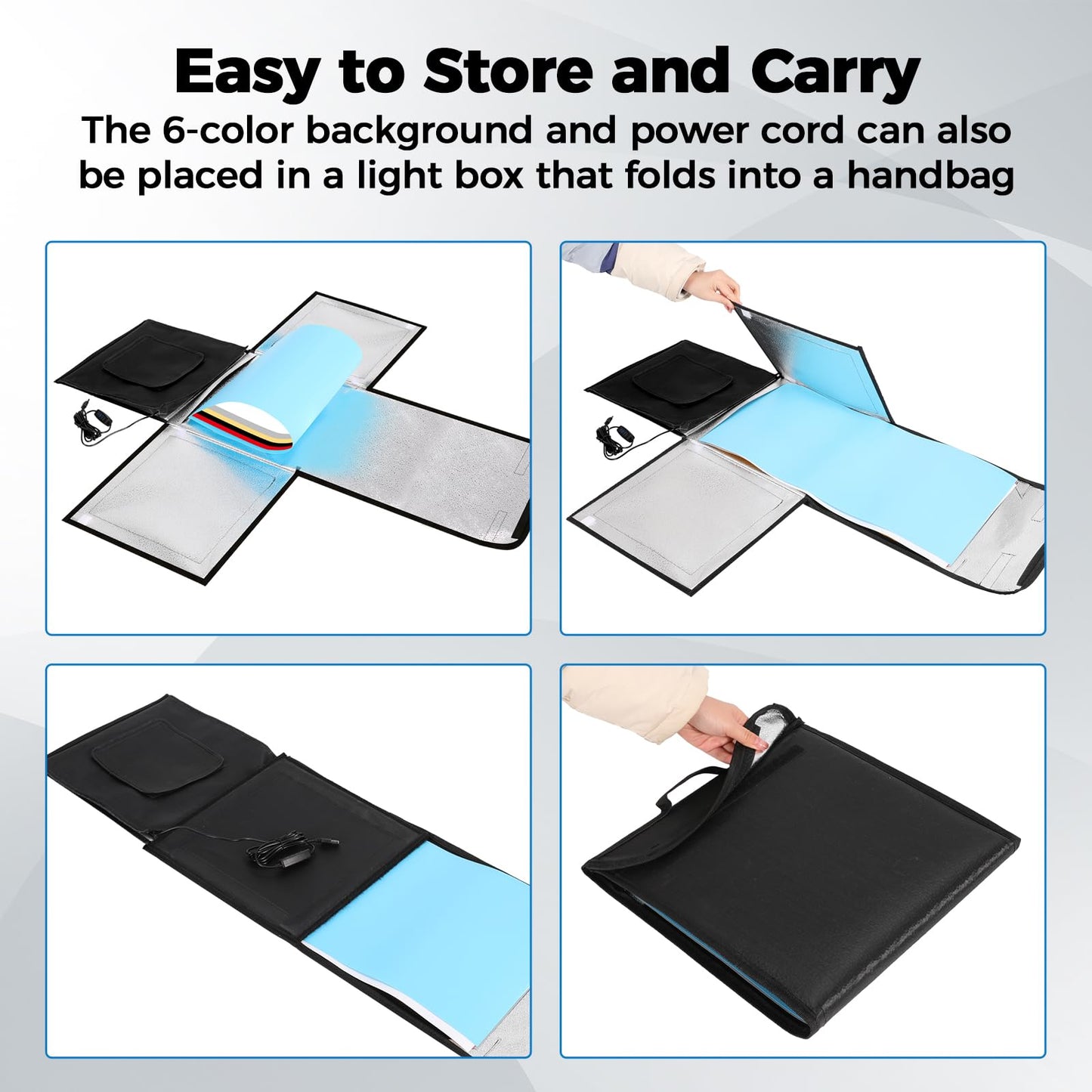 Photo Light Box, 10/12/16/20/24/32 Inch Photography Light Box with CRI>95 120 Light Beads. Dimmable Shooting Tent Kit with White and Warm Light. 6 Color Backdrops Photo Booth for Products Display