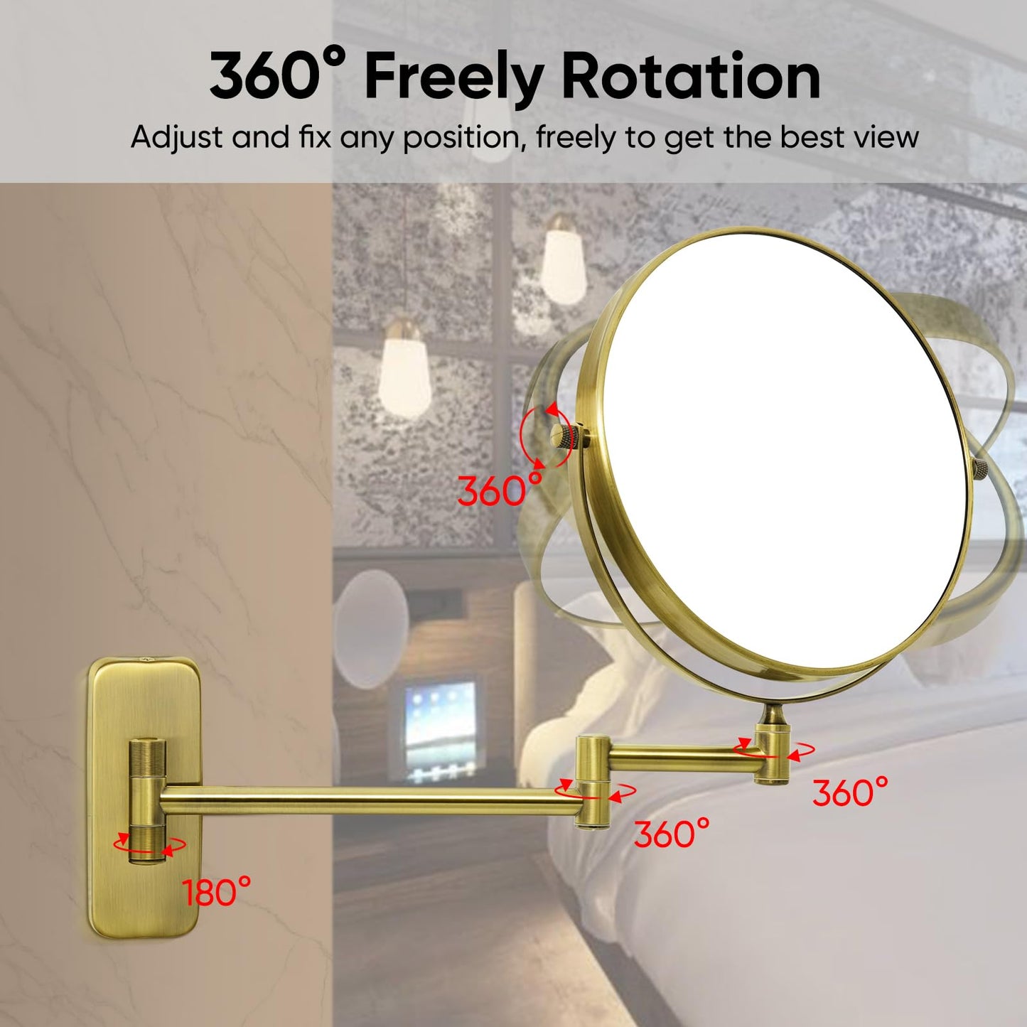 GuRun 8-Inch Antique Double-Sided Wall Mount Makeup Mirrors with 10x Magnification,Bronze Finish M1406K(8in,10x)