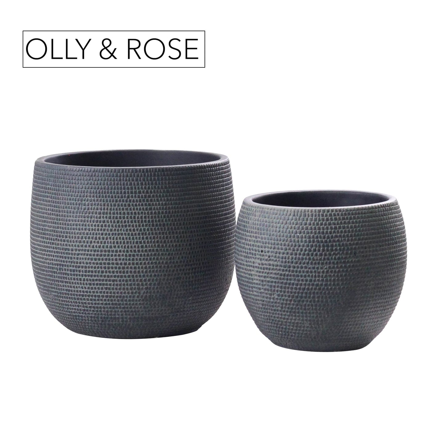 Barcelona Ceramic Plant Pot Set 2 - Charcoal Black