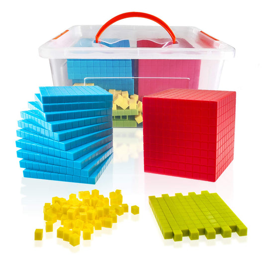 BRABURG Base Ten Blocks Set - 121PCs Base 10 Set Learning Math Manipulative Teach Kids Volume, Place Value and Number Concepts for Early Counting Math in School or Home